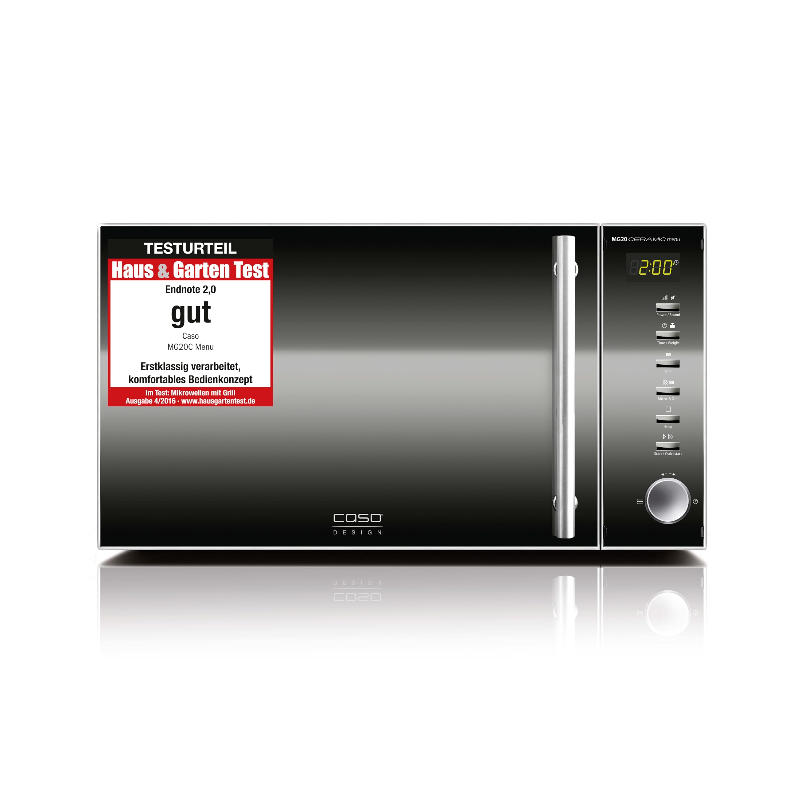 CASO MG20 Ceramic menu Mikrowelle mit Grill 20L Keramikboden