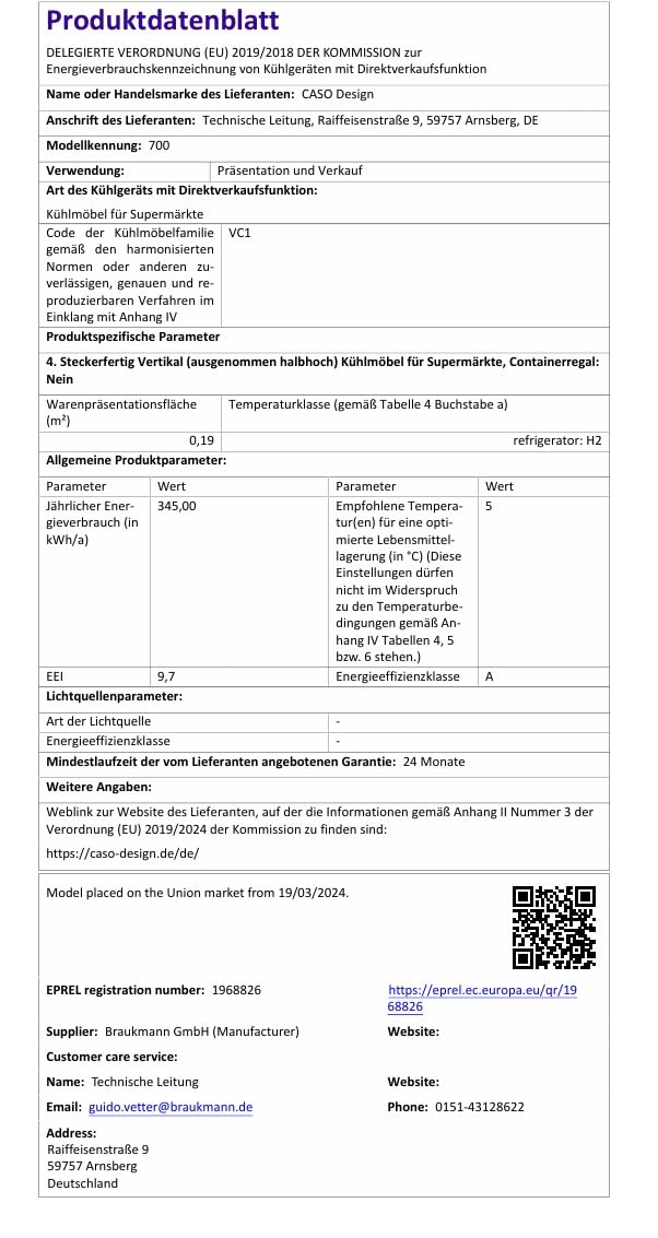 Caso Cooling & Dry Aging BBQ Cooler S-R Getränkekühlschrank 63 L