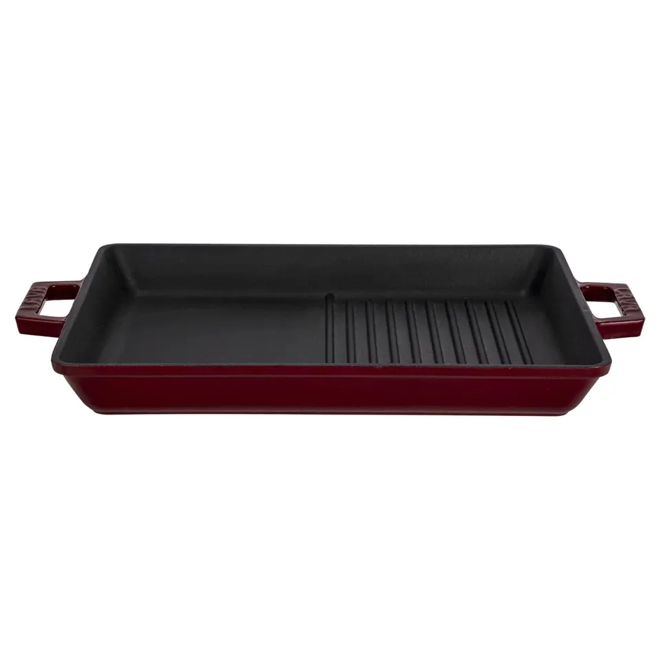 Lava Signature Grillpfanne 26x32 cm Burgund Gusseisen