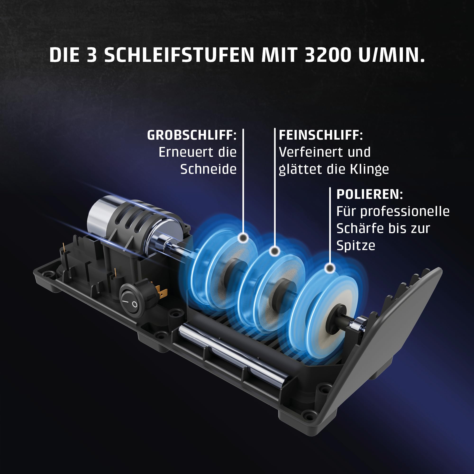 CASO DiamondSharp Messerschärfer elektrisch Diamant 3-Stufen