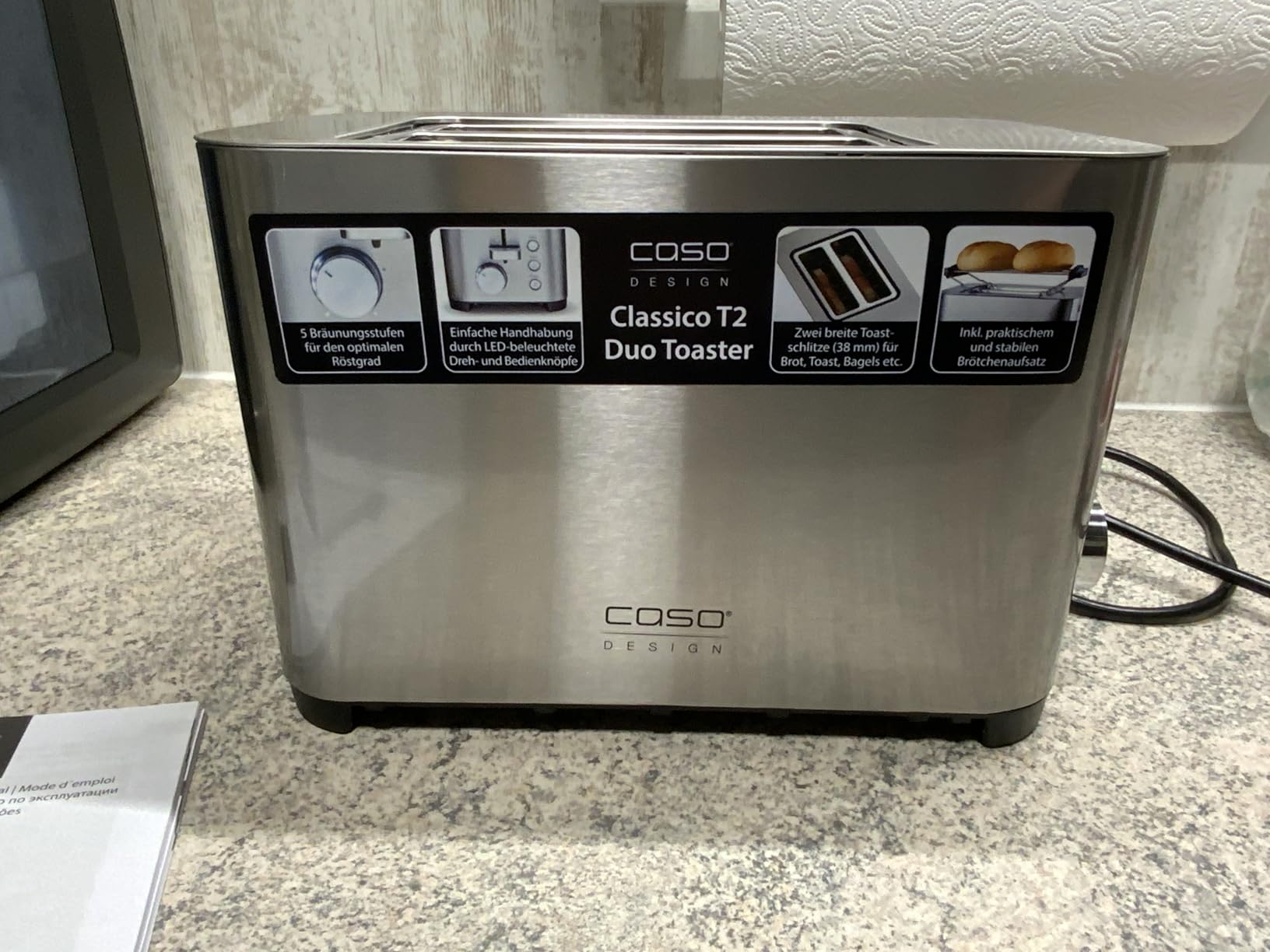 Caso Selection T2 Toaster Edelstahl 2 Scheiben 7 Stufen