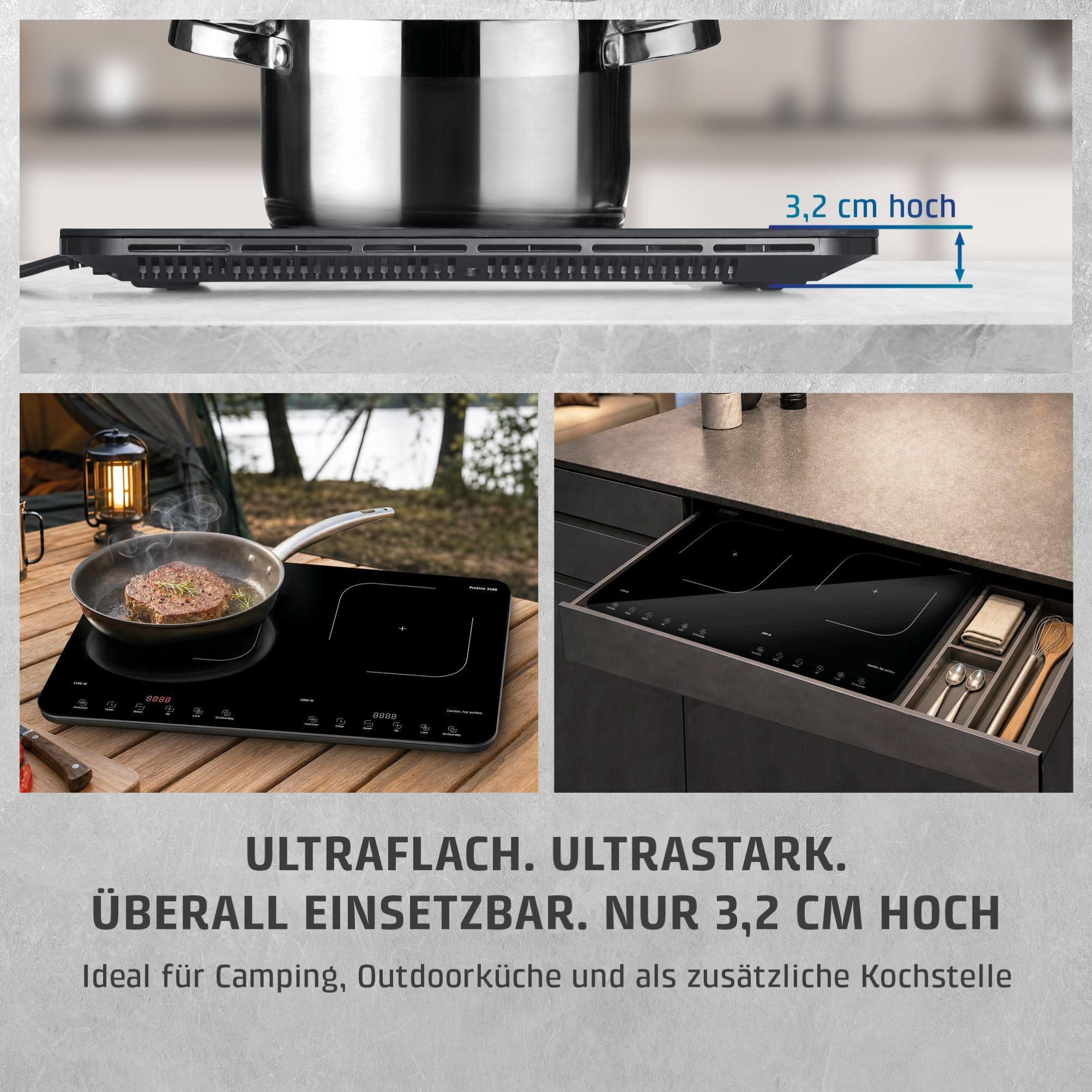 CASO ProSlim 3500 Doppel-Induktionsplatte 3500 W ultraflach