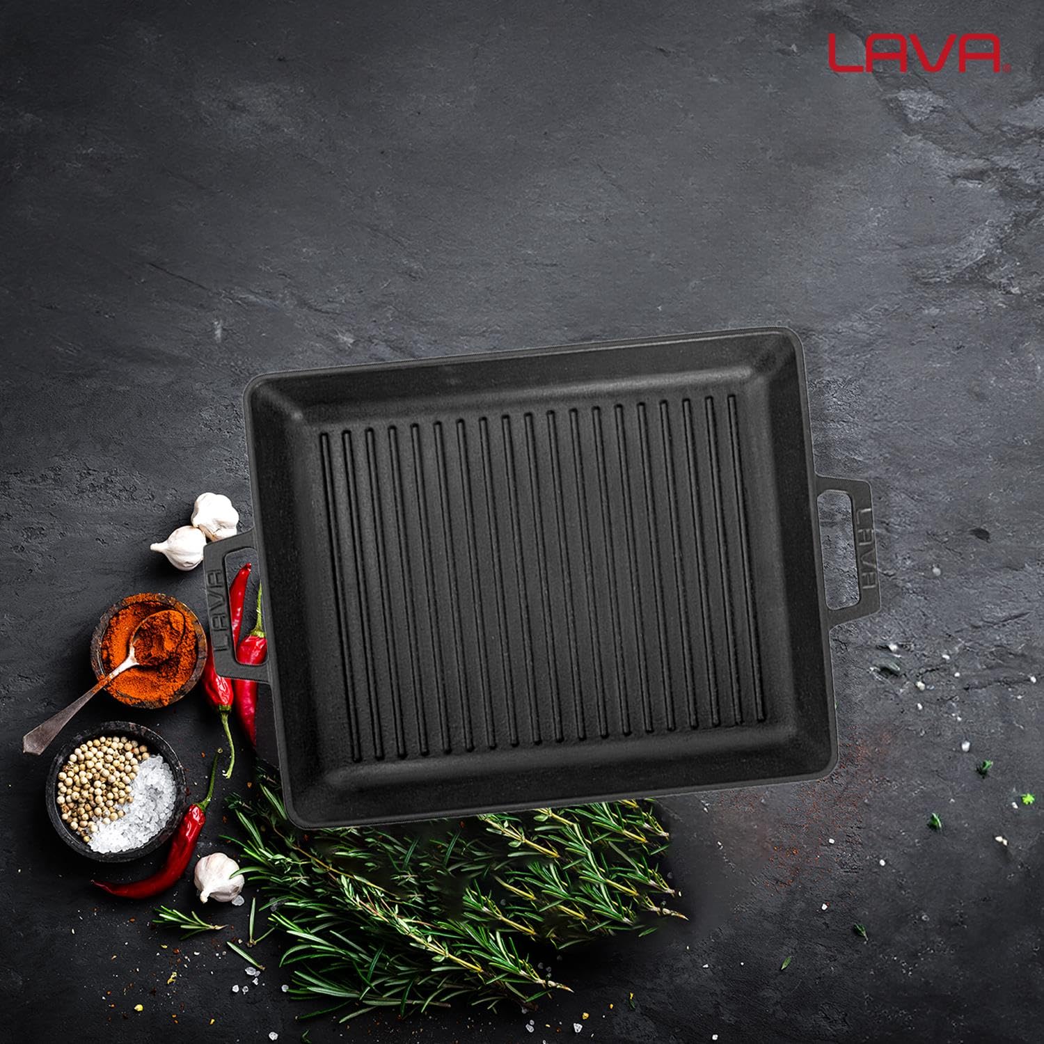 Lava Signature Grillpfanne 26x32 cm Schwarz Gusseisen