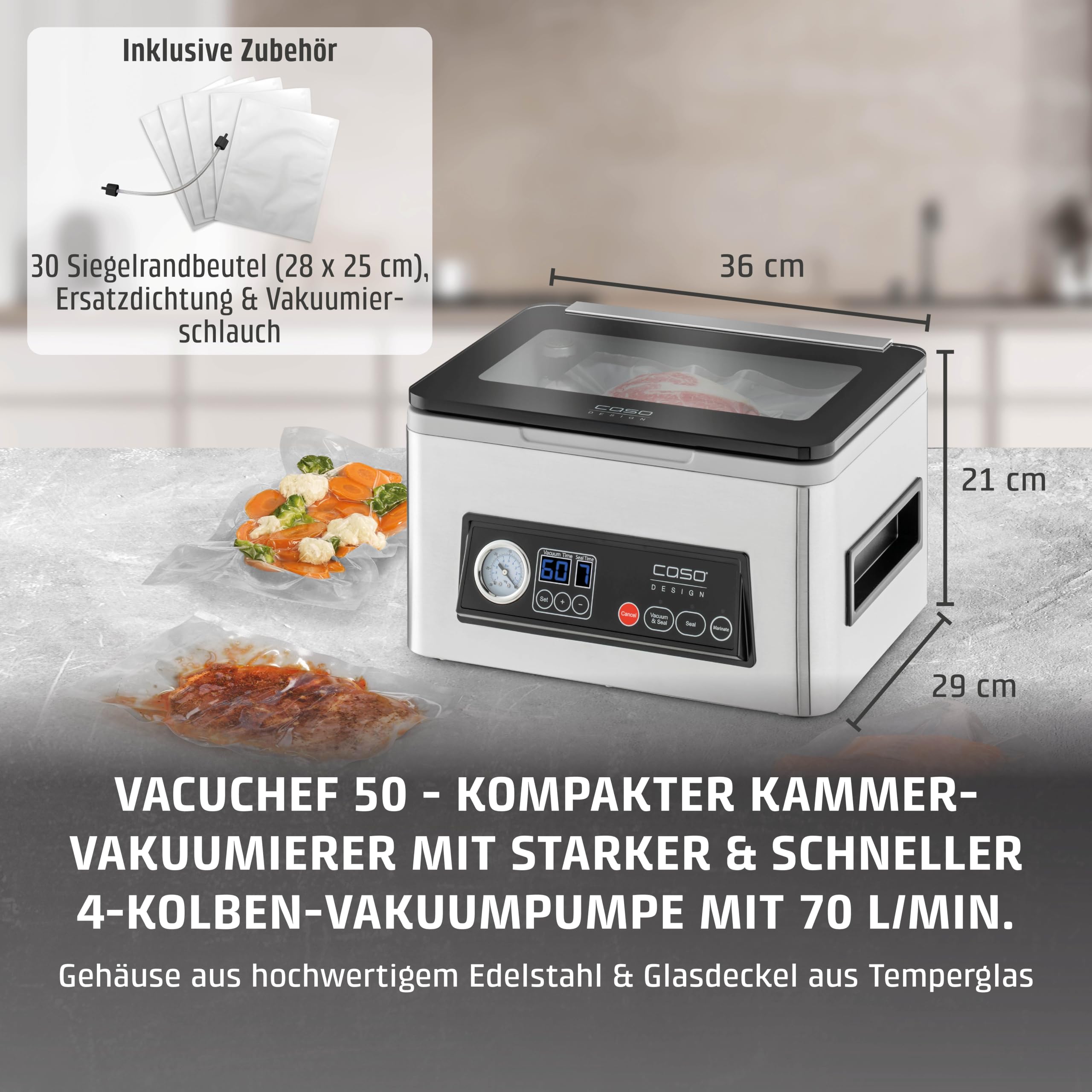 CASO VacuChef 50 Kammervakuumierer 4 L 70 l/min