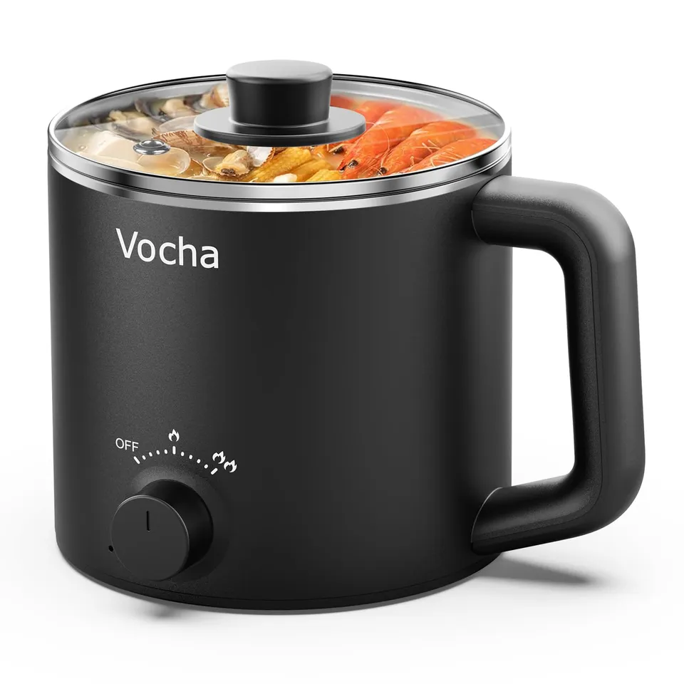 Vocha Electric Pot 1,6L Elektrokochtopf Schwarz Edelstahl