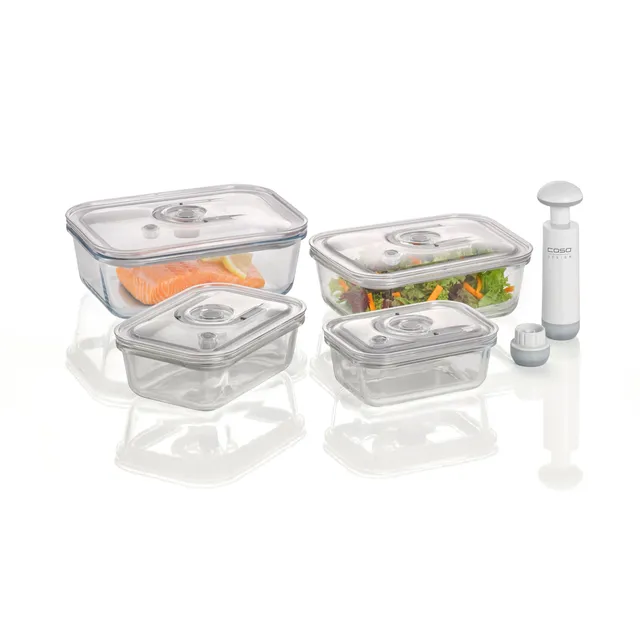 Caso VacuBoxx E-Set Vakuumbehälter Glas 4tlg mit Pumpe