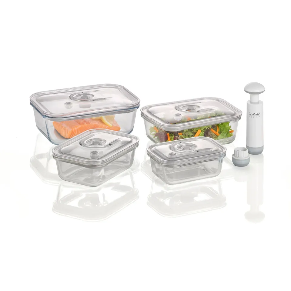 Caso VacuBoxx E-Set Vakuumbehälter Glas 4tlg mit Pumpe