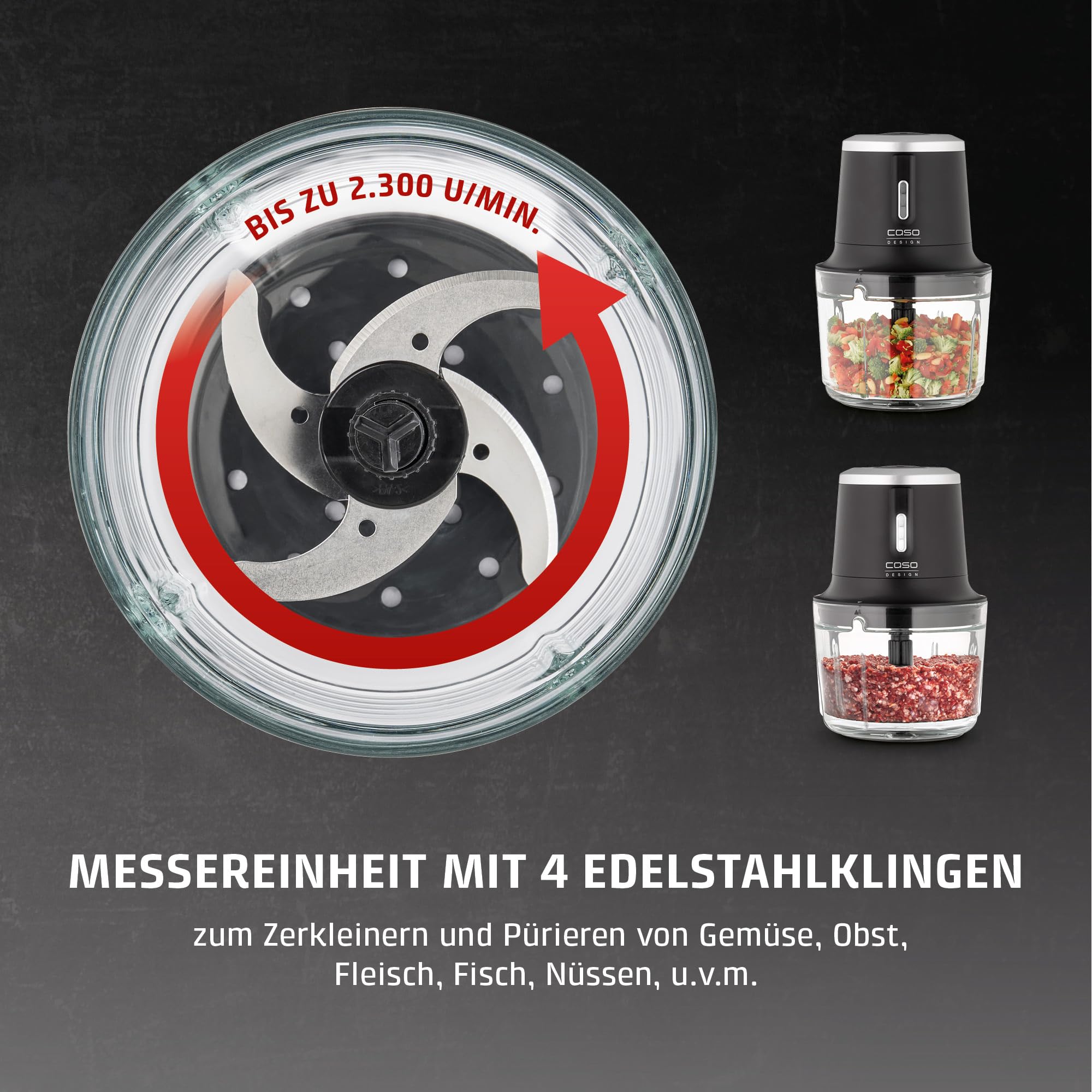 CASO Chop & Go Zerkleinerer Akku 1L 2300 U/min