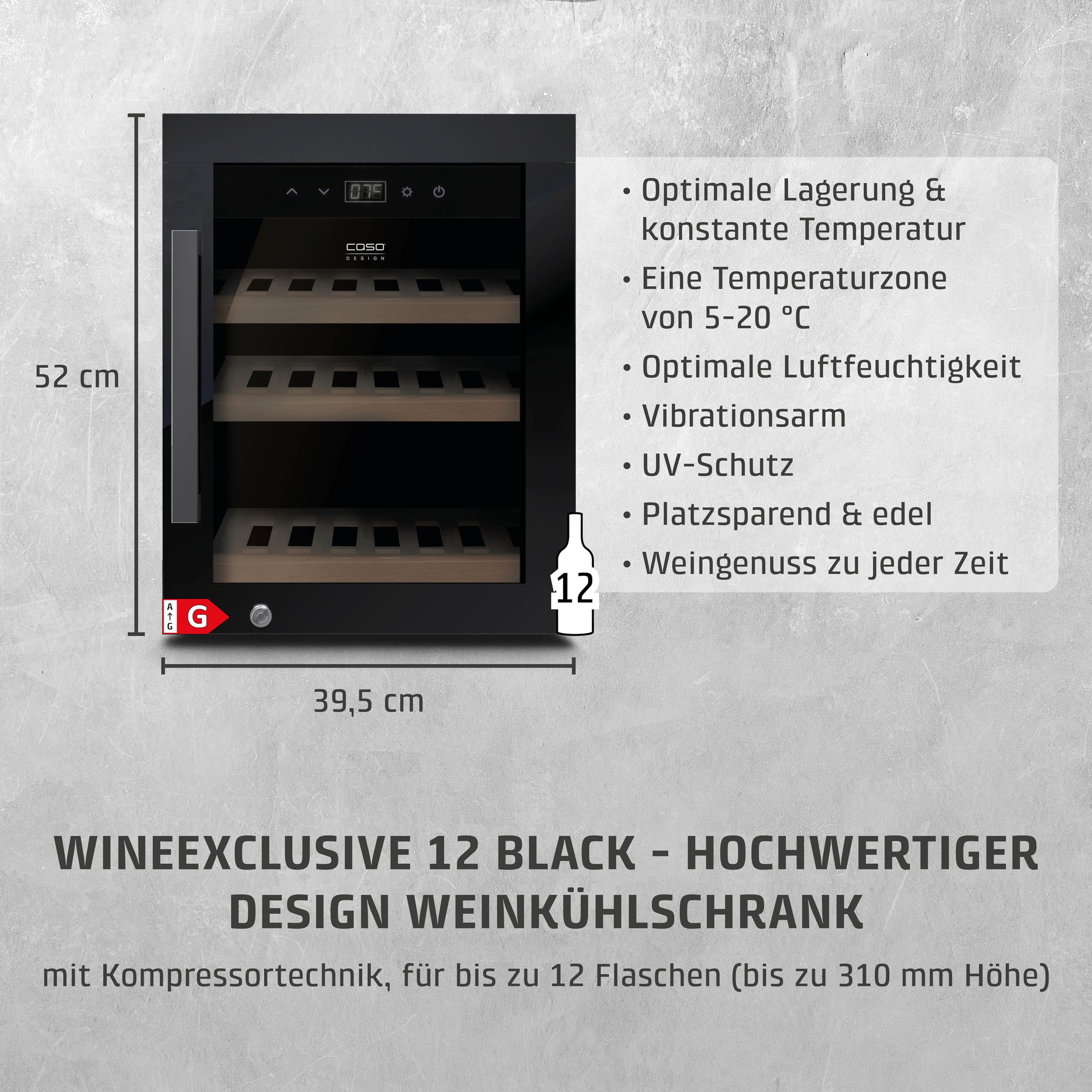 Caso WineExclusive 12 Weinkühlschrank 12 Flaschen
