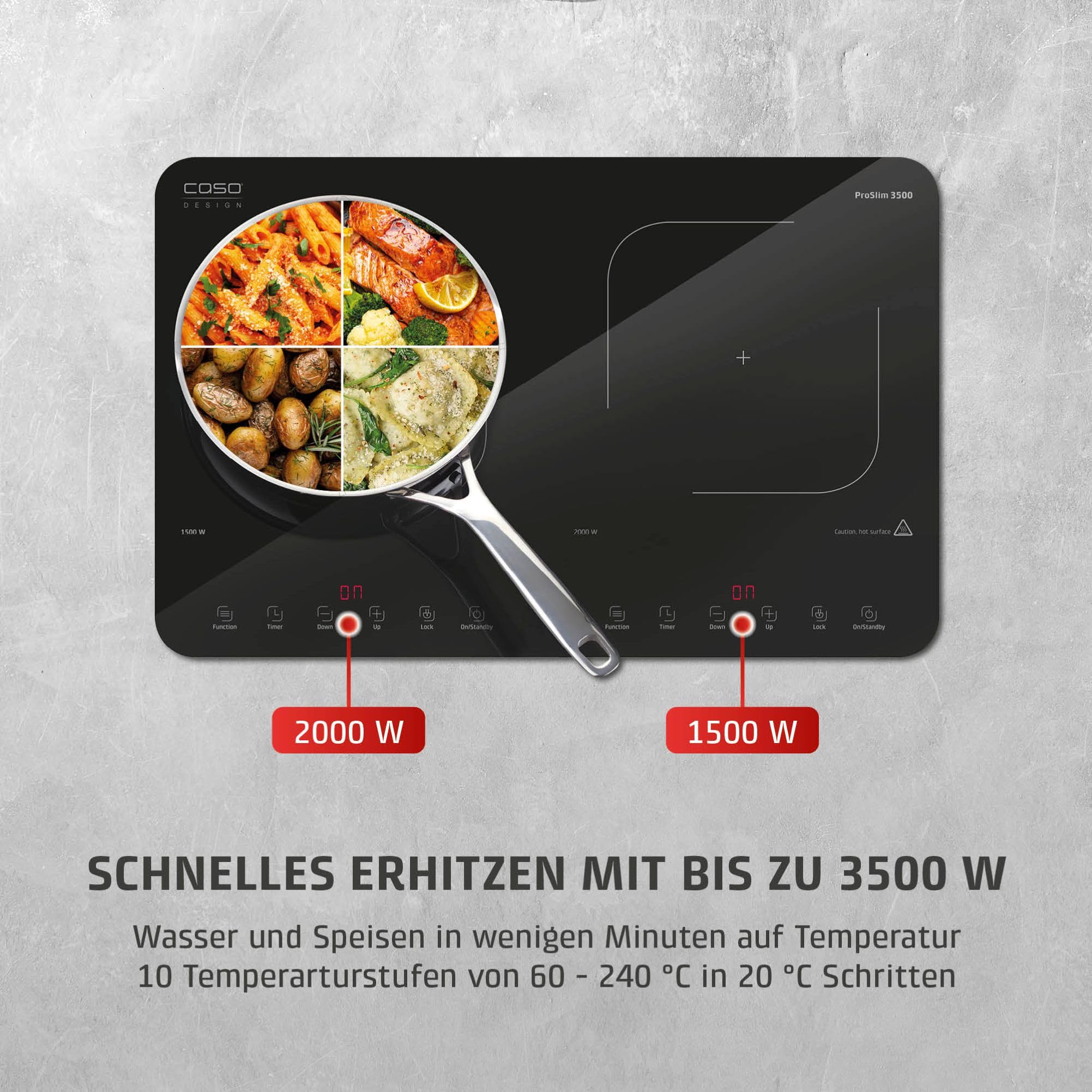 CASO ProSlim 3500 Doppel-Induktionsplatte 3500 W ultraflach