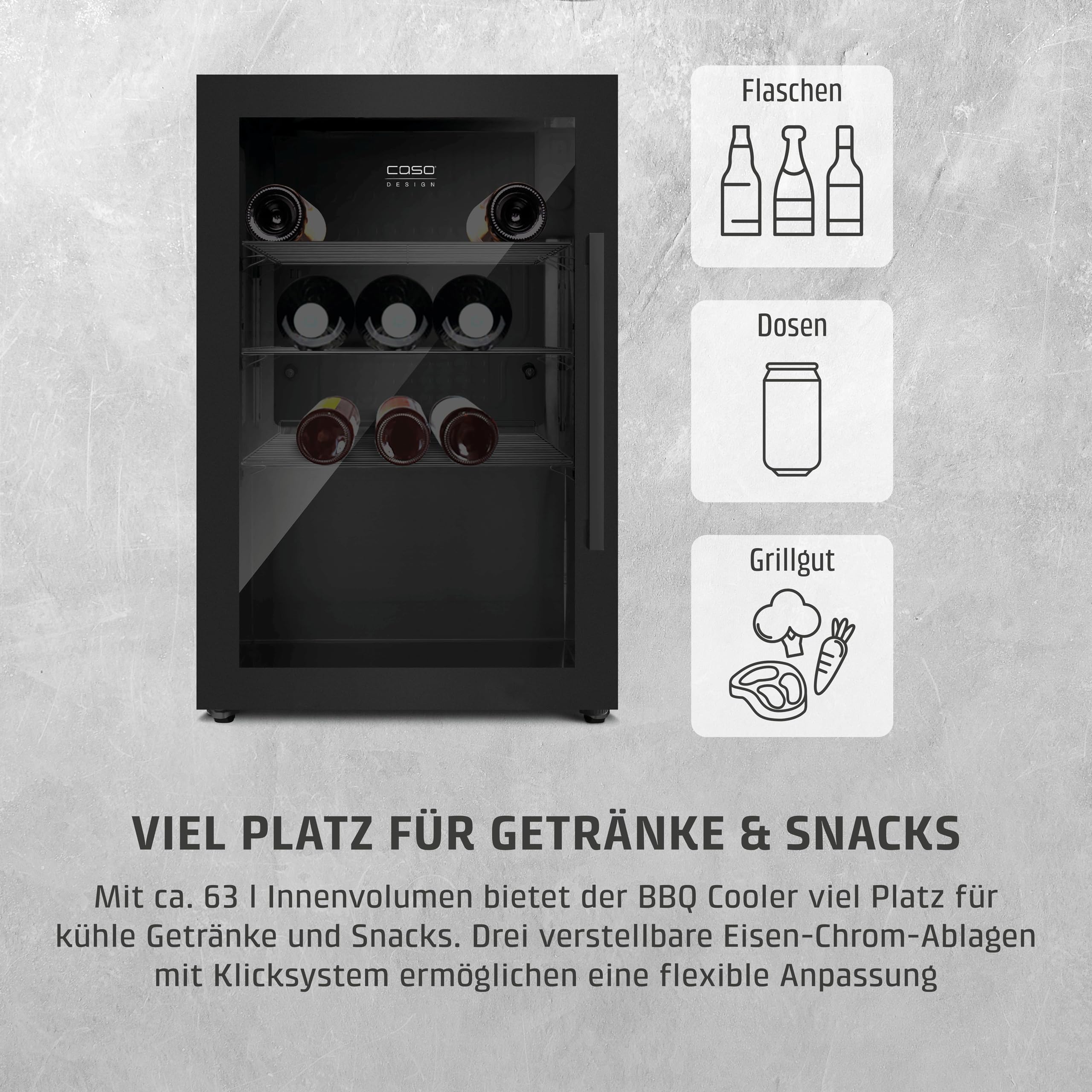 Caso BBQ Cooler S-L Getränkekühlschrank 63 L schwarz