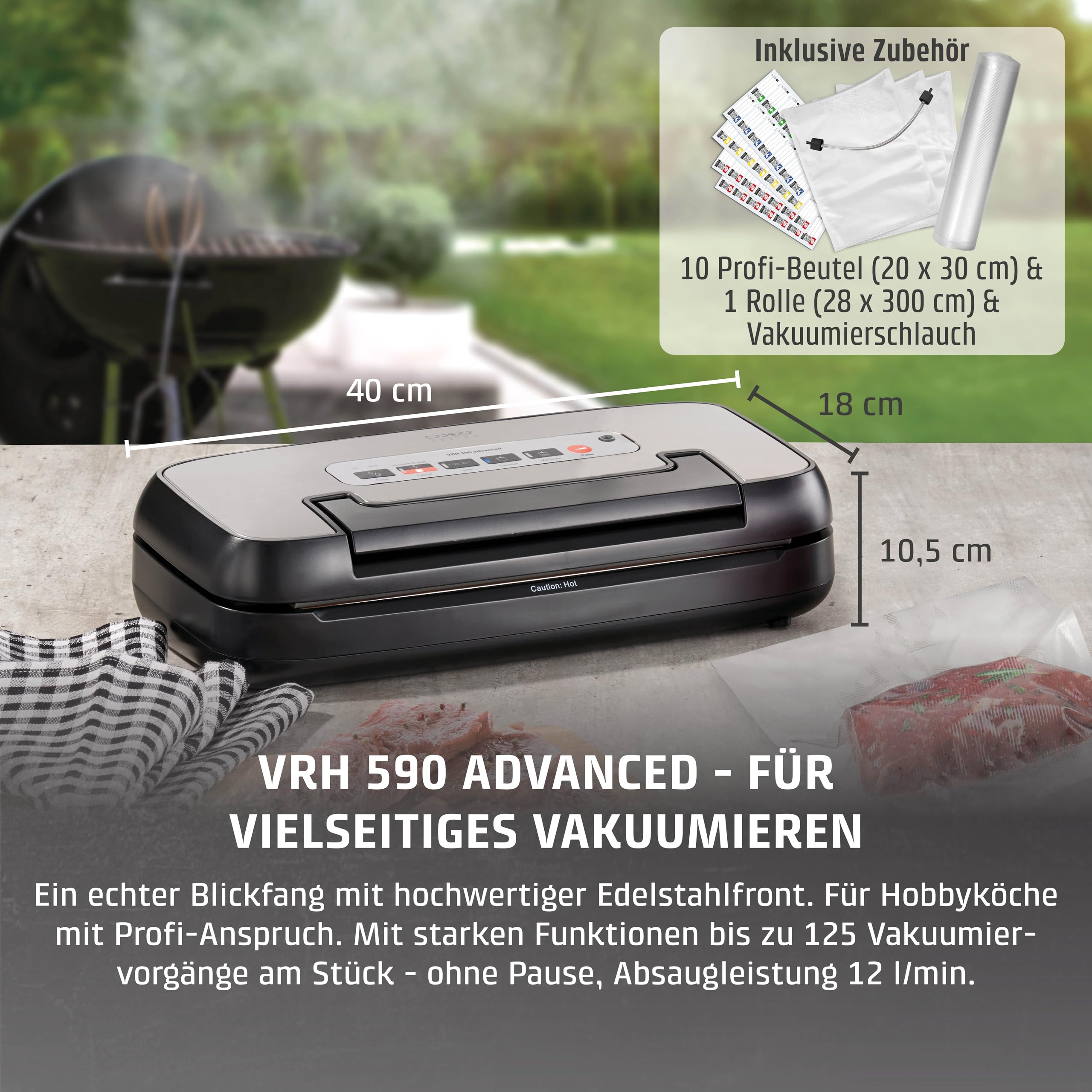 Caso VRH 590 Vakuumierer Profi mit Cutter 30cm Naht