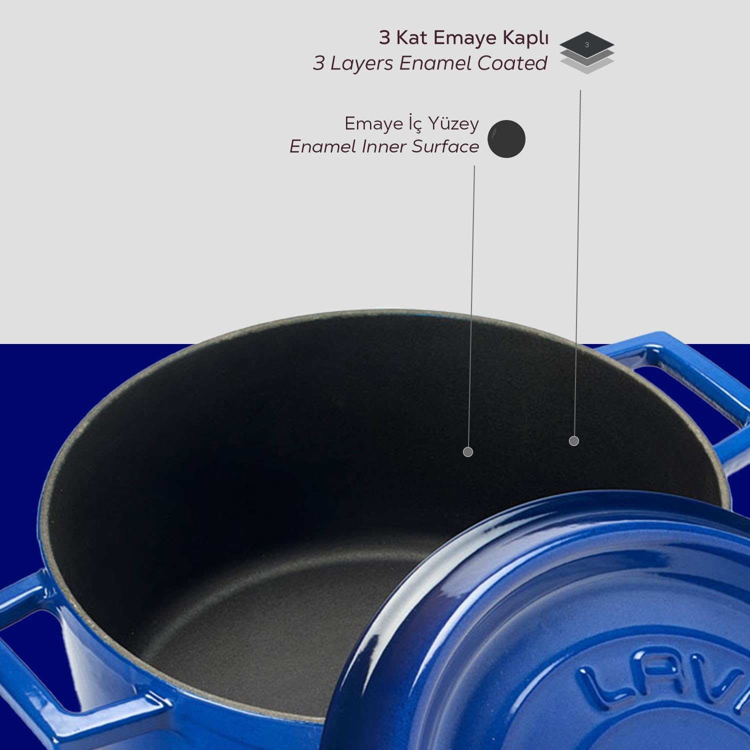 Lava Signature Series LVYTC24K2B Bräter 4,5 L Blau emailliert