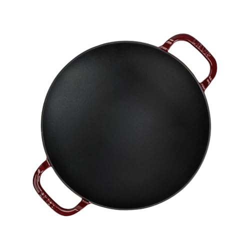 Lava Signature Wokpfanne 38 cm Burgund Gusseisen