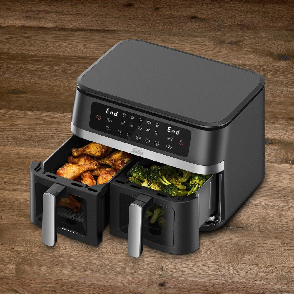 Solis Air Fryer Duo Heißluftfritteuse 11L 2x5,5L Sync