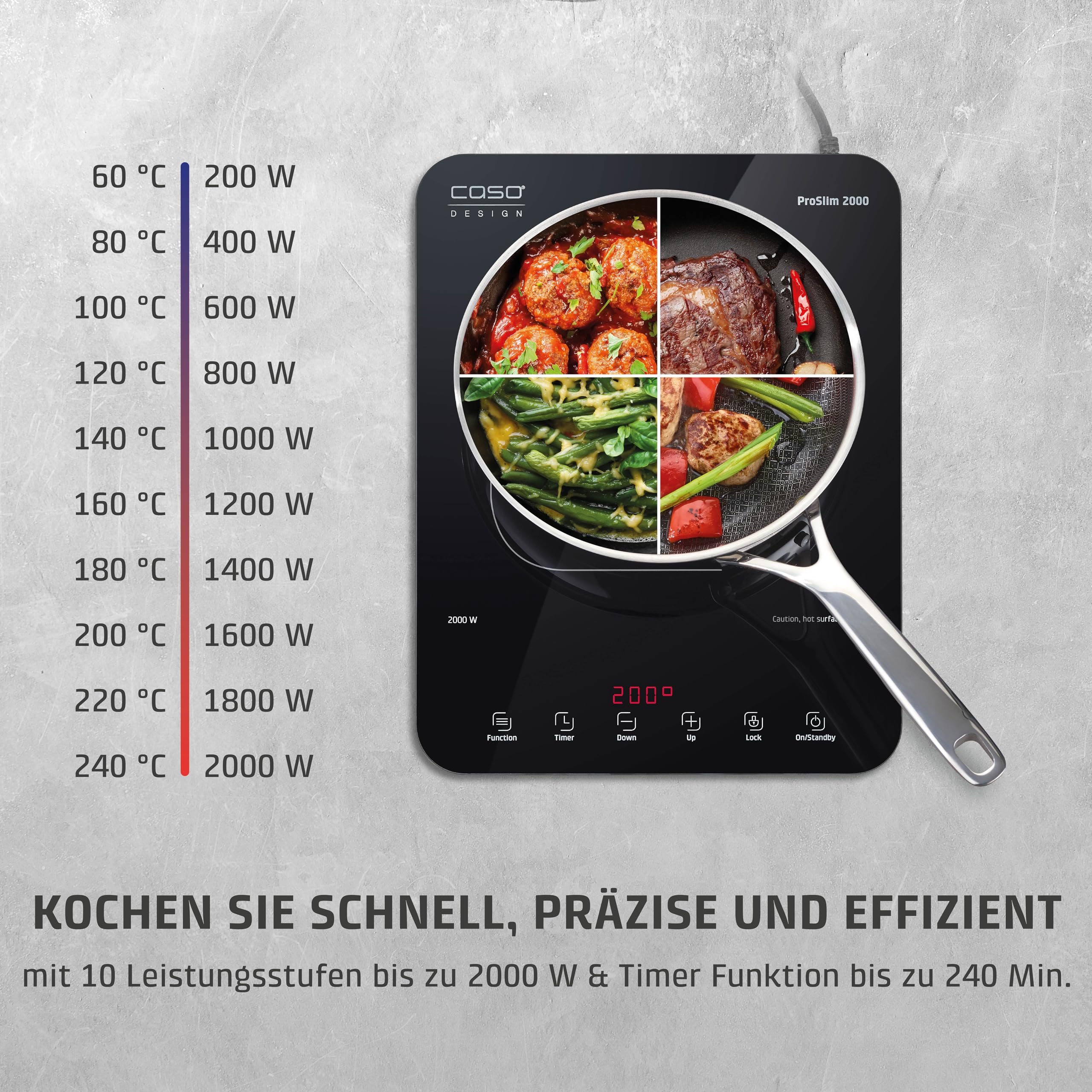 Caso ProSlim 2000 Induktionskochplatte 2000 Watt Schwarz
