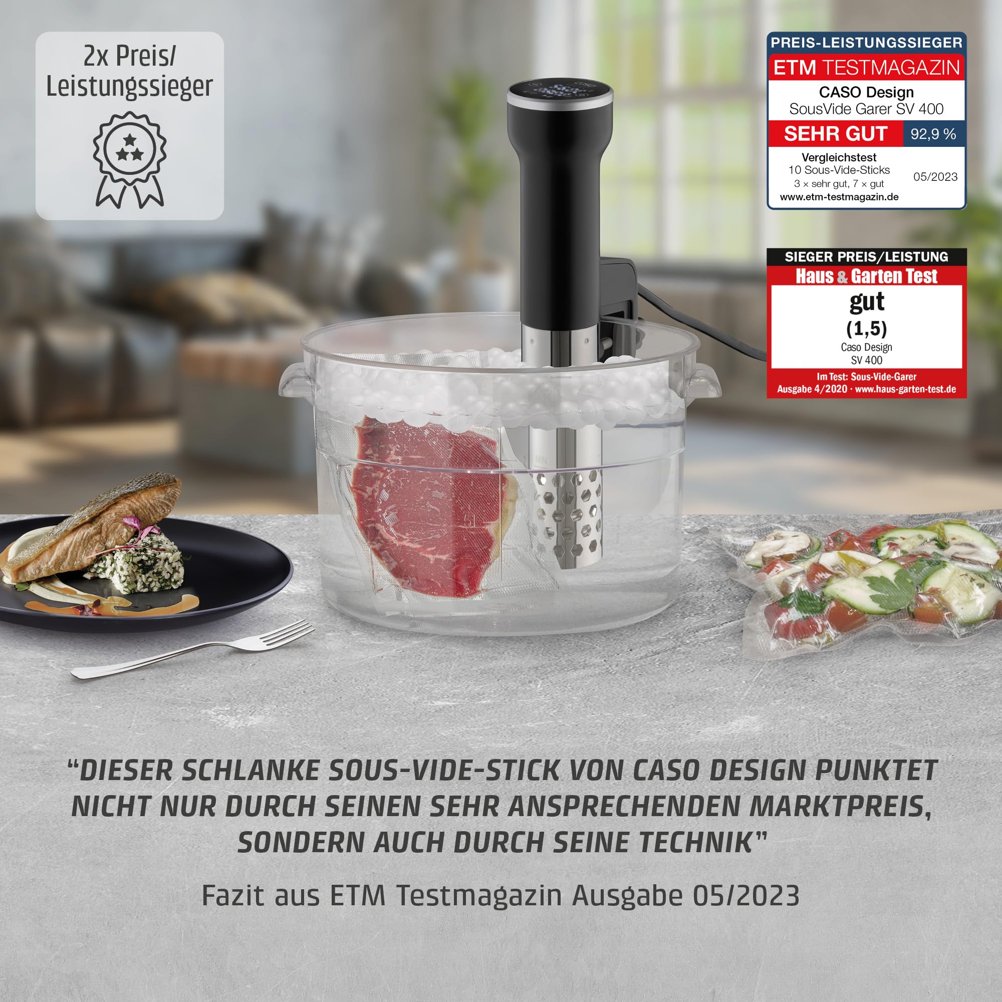 Caso SV400 Sous Vide Stick Edelstahl 1000 W