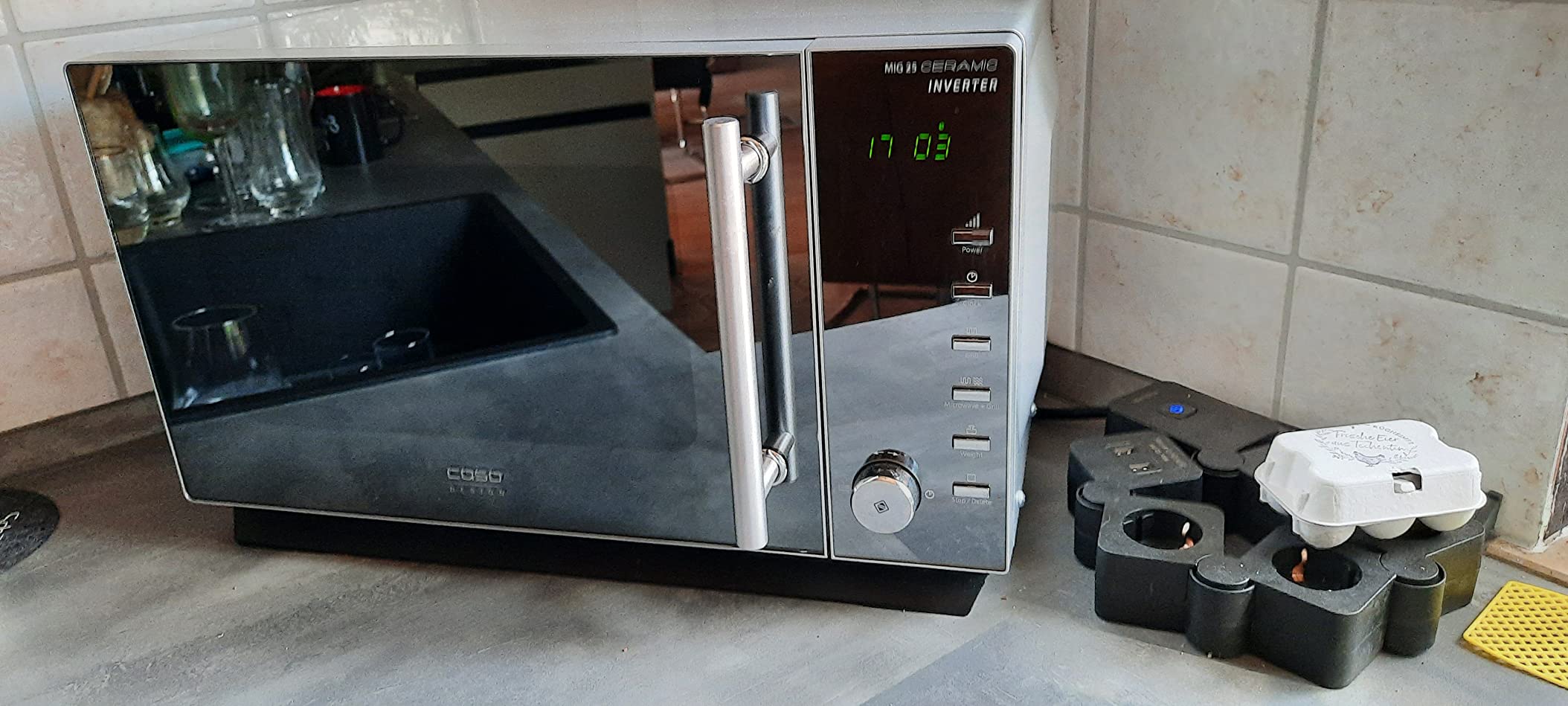 Caso MIG25 Ceramic Mikrowelle mit Grill 25 L 900 Watt