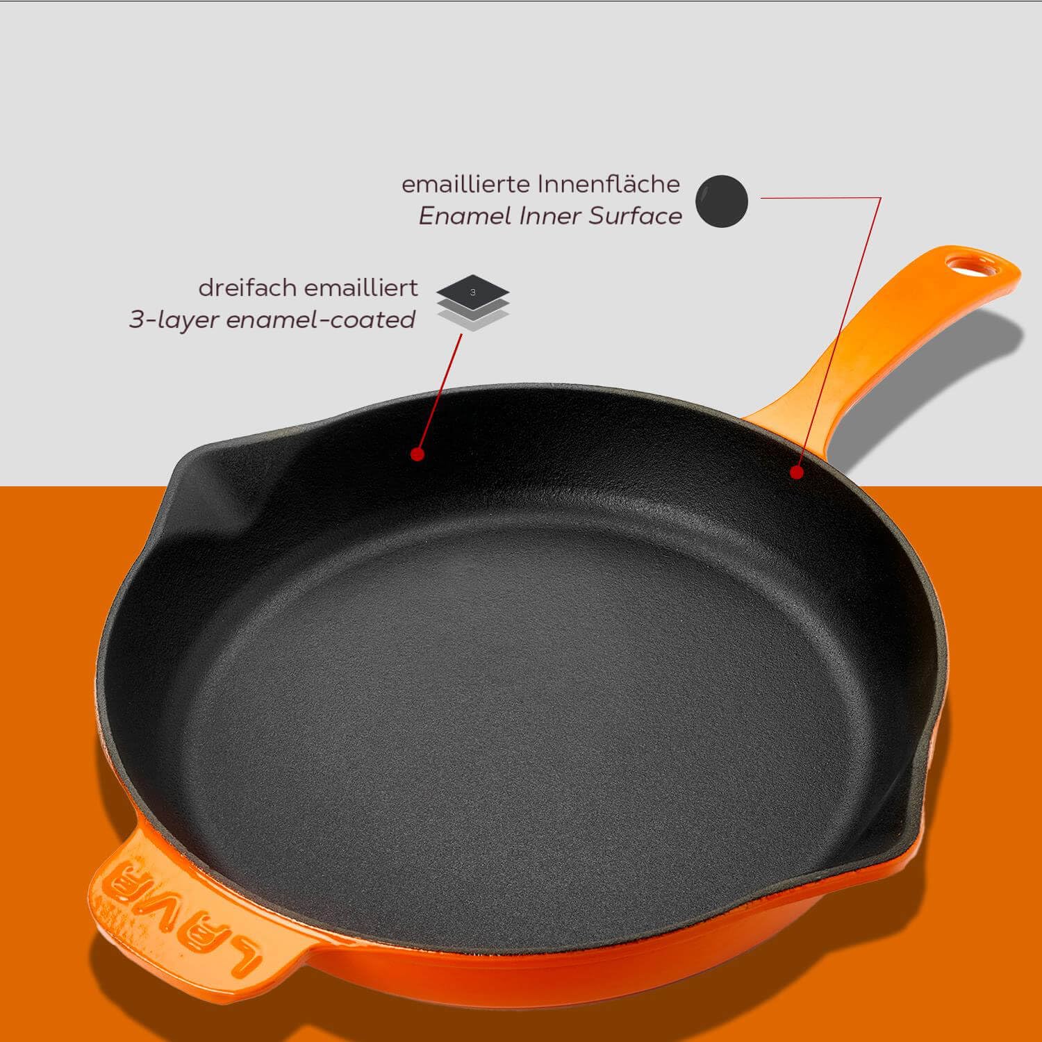 Lava Signature Gusseisen-Rundpfanne 28 cm Orange