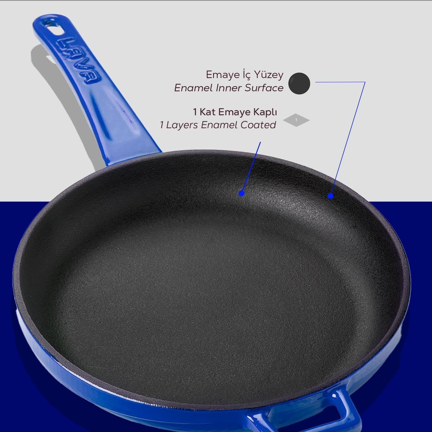 Lava Signature Gusseisen Bratpfanne 20 cm Blau Emailliert
