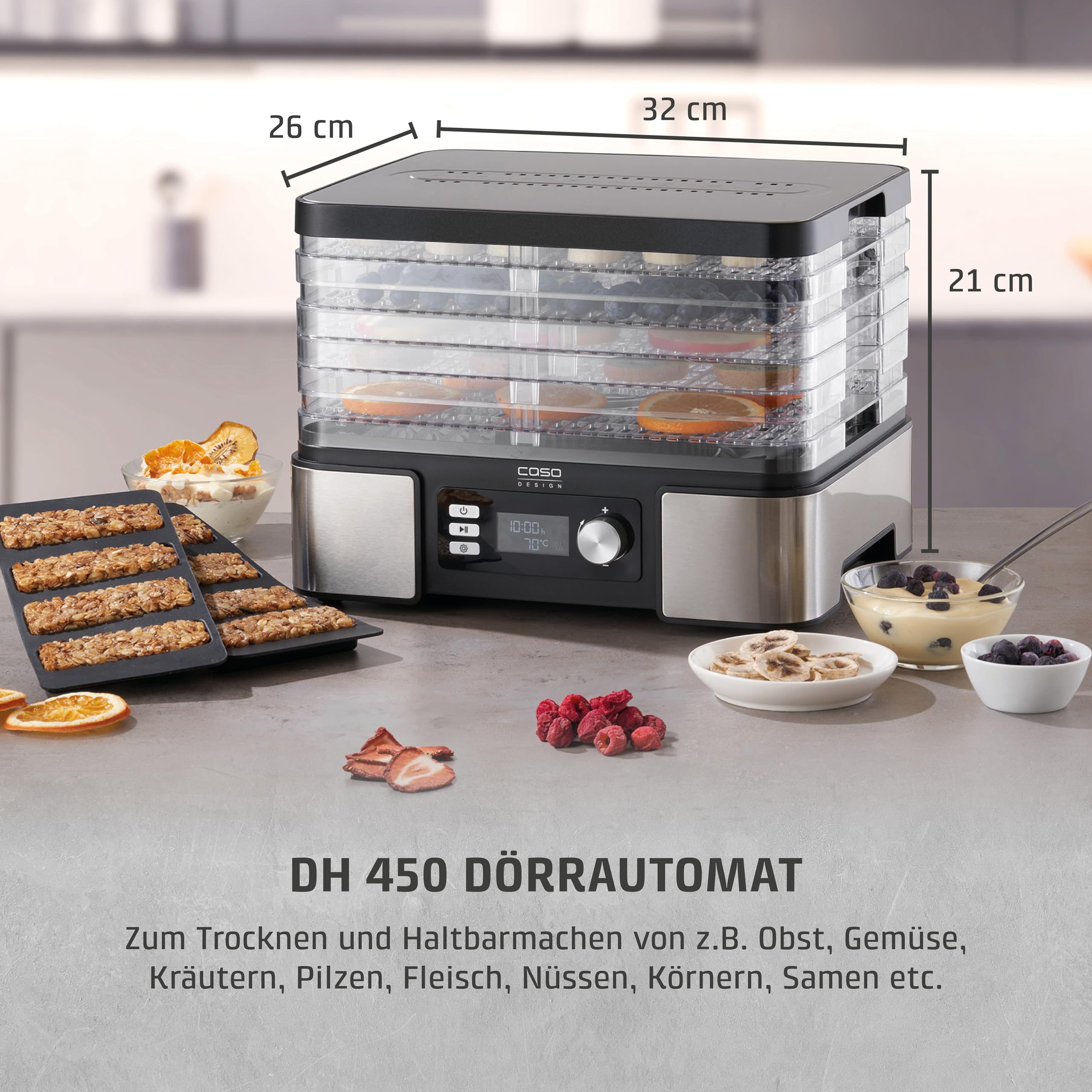 Caso DH 450 Dörrautomat 5 Ebenen mit Timer 30-70 °C