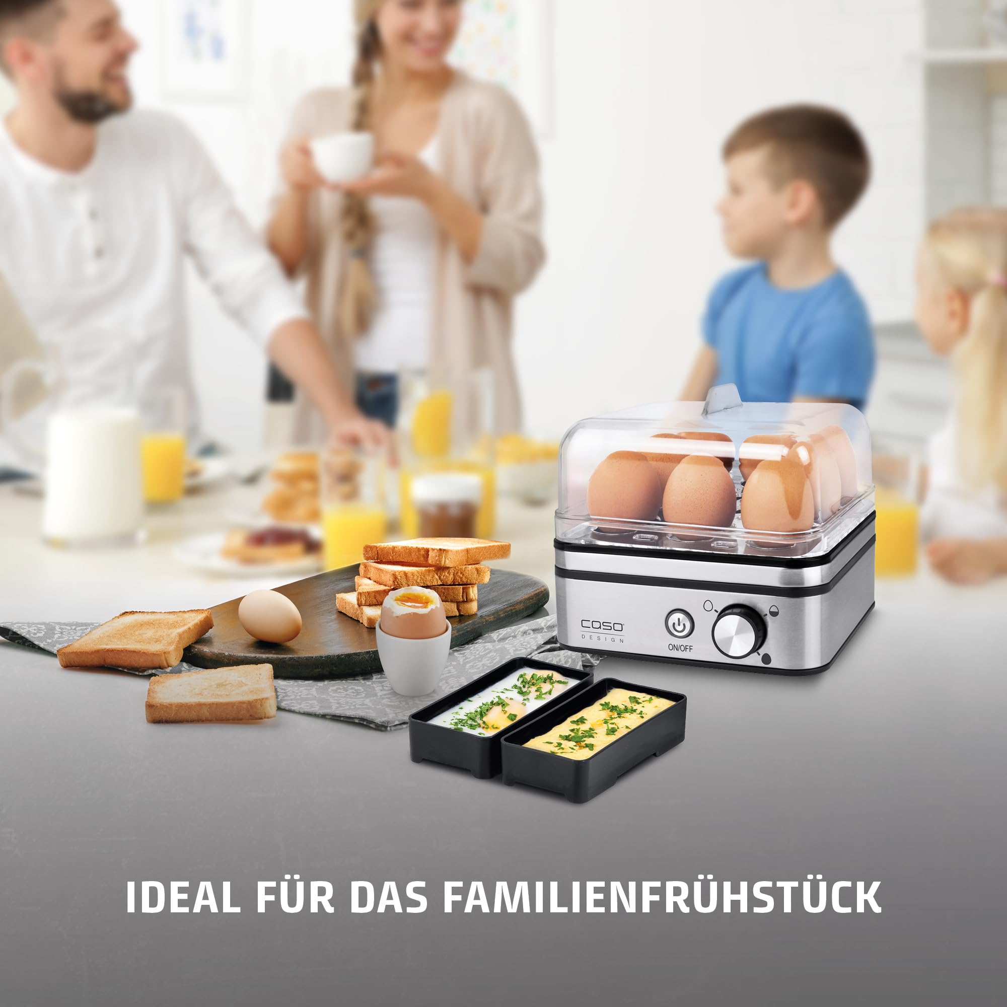 Caso E 9 Eierkocher Edelstahl für 8 Eier mit Signal