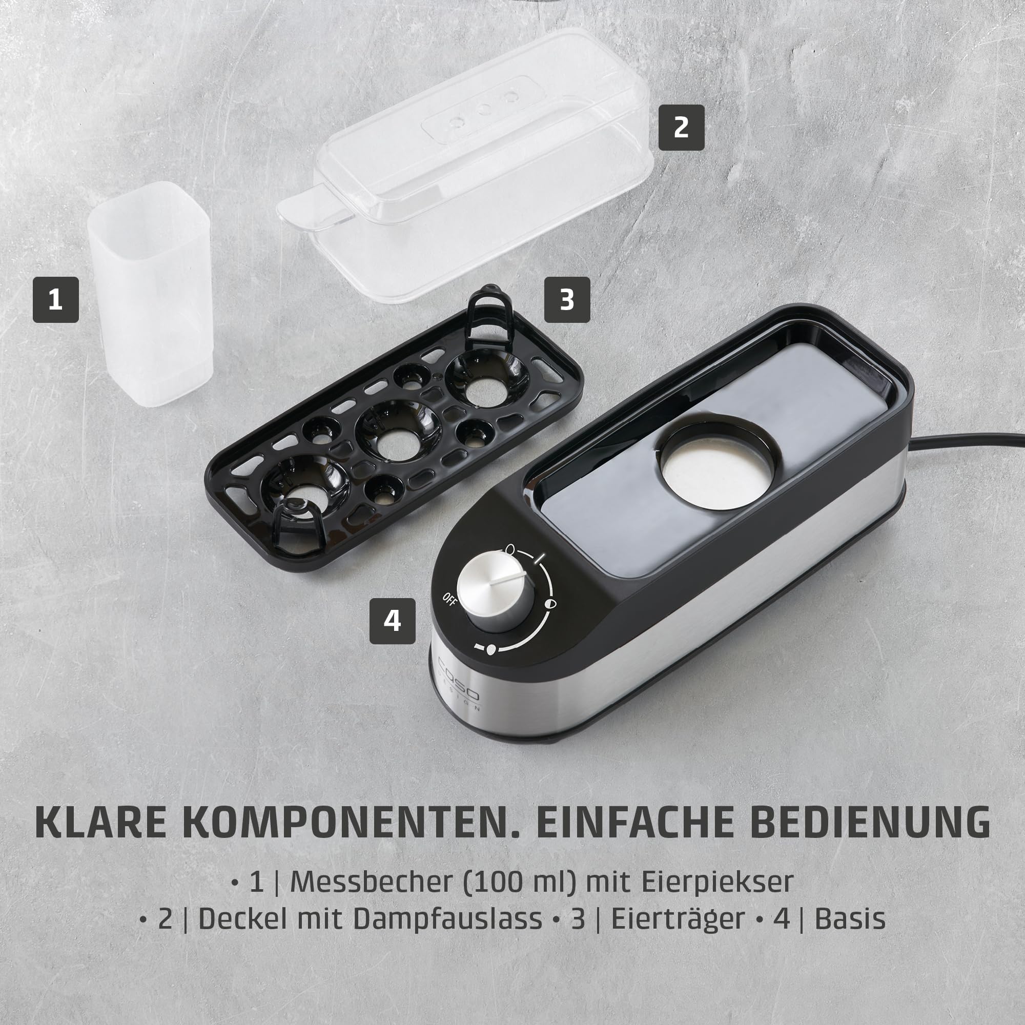 CASO E3 Eierkocher 3 Eier Edelstahl Drehregler