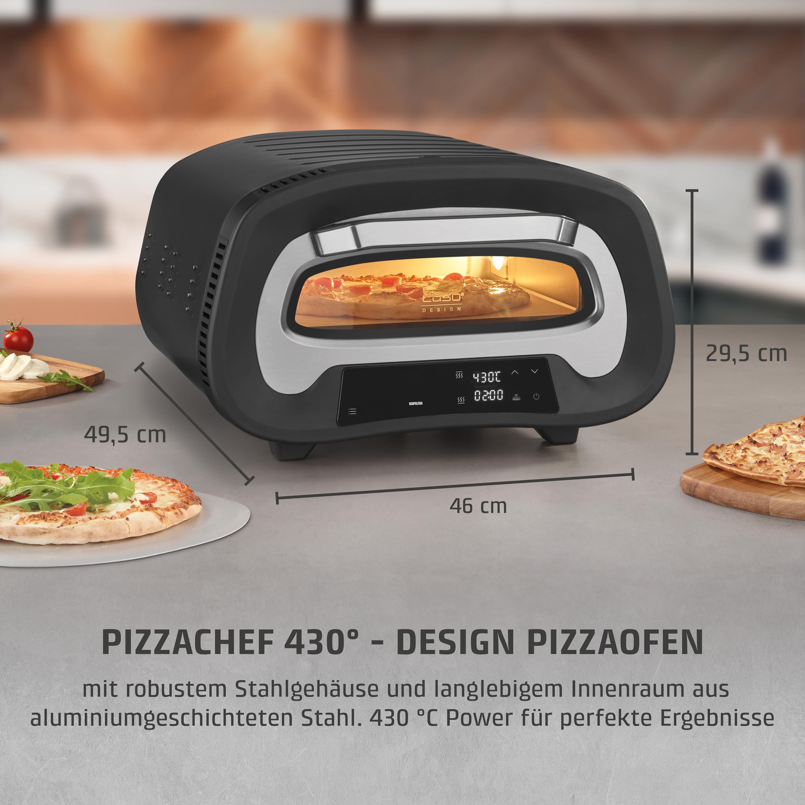 CASO PizzaChef 430° Pizzaofen mit Pizzastein 33 cm