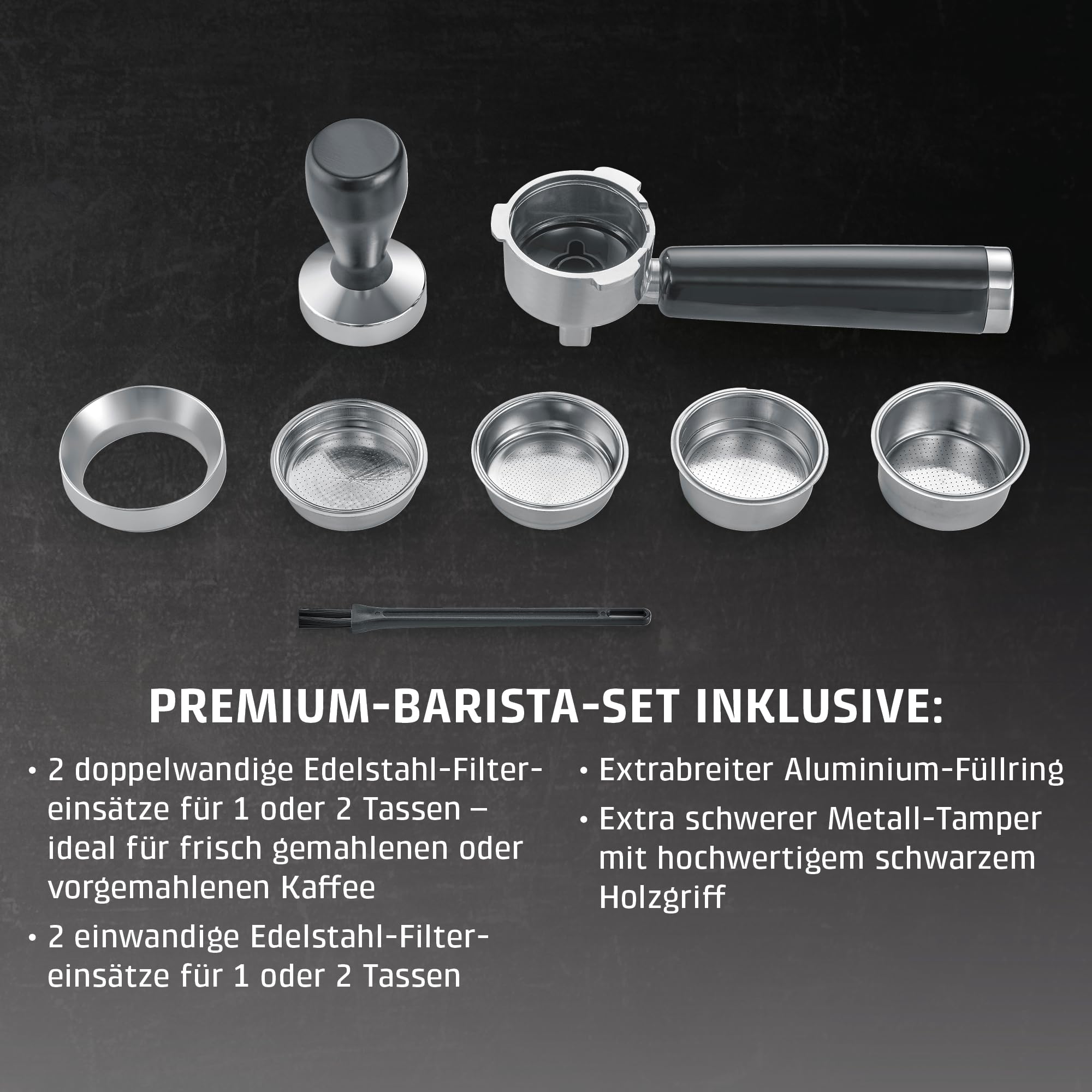 Caso EspressoGourmet & Grind Siebträgermaschine 20 Bar 1,8 L