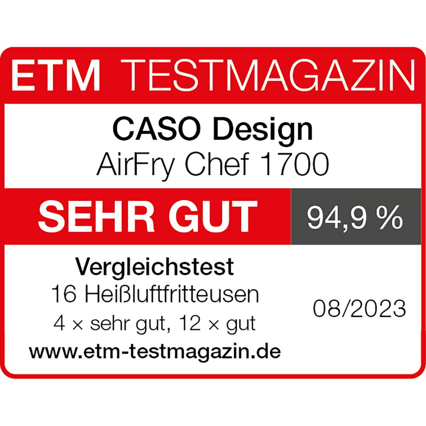 CASO AirFry Chef 1700 Heissluftfritteuse 22 Liter 1700W