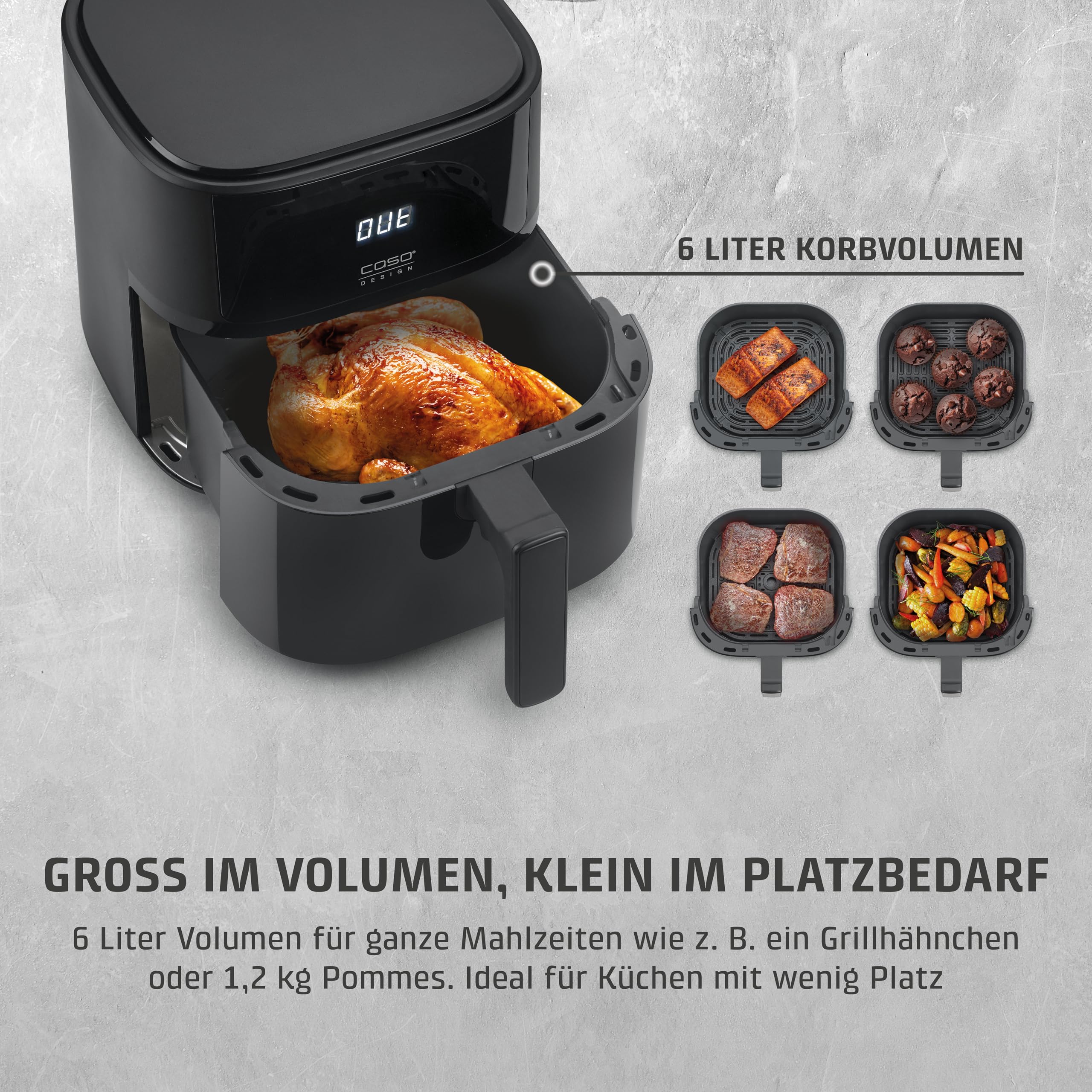 Caso AirFry 6.0 Heißluftfritteuse 6 Liter 38 dB Touch