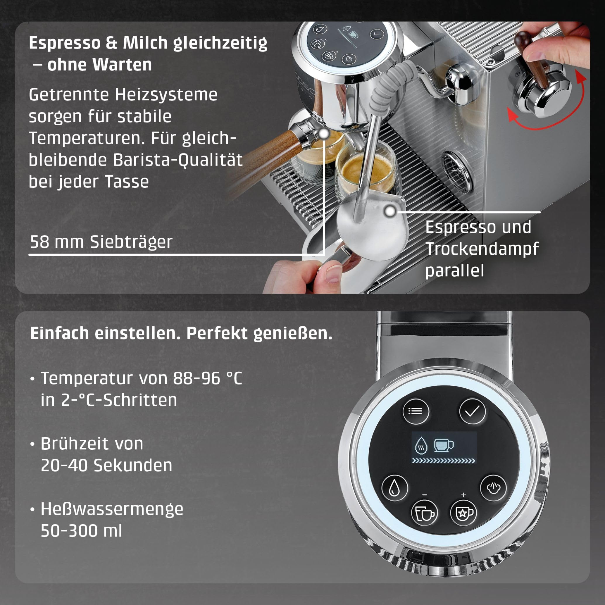 Caso EspressoGourmet Advanced Siebträgermaschine 19 bar 2 L