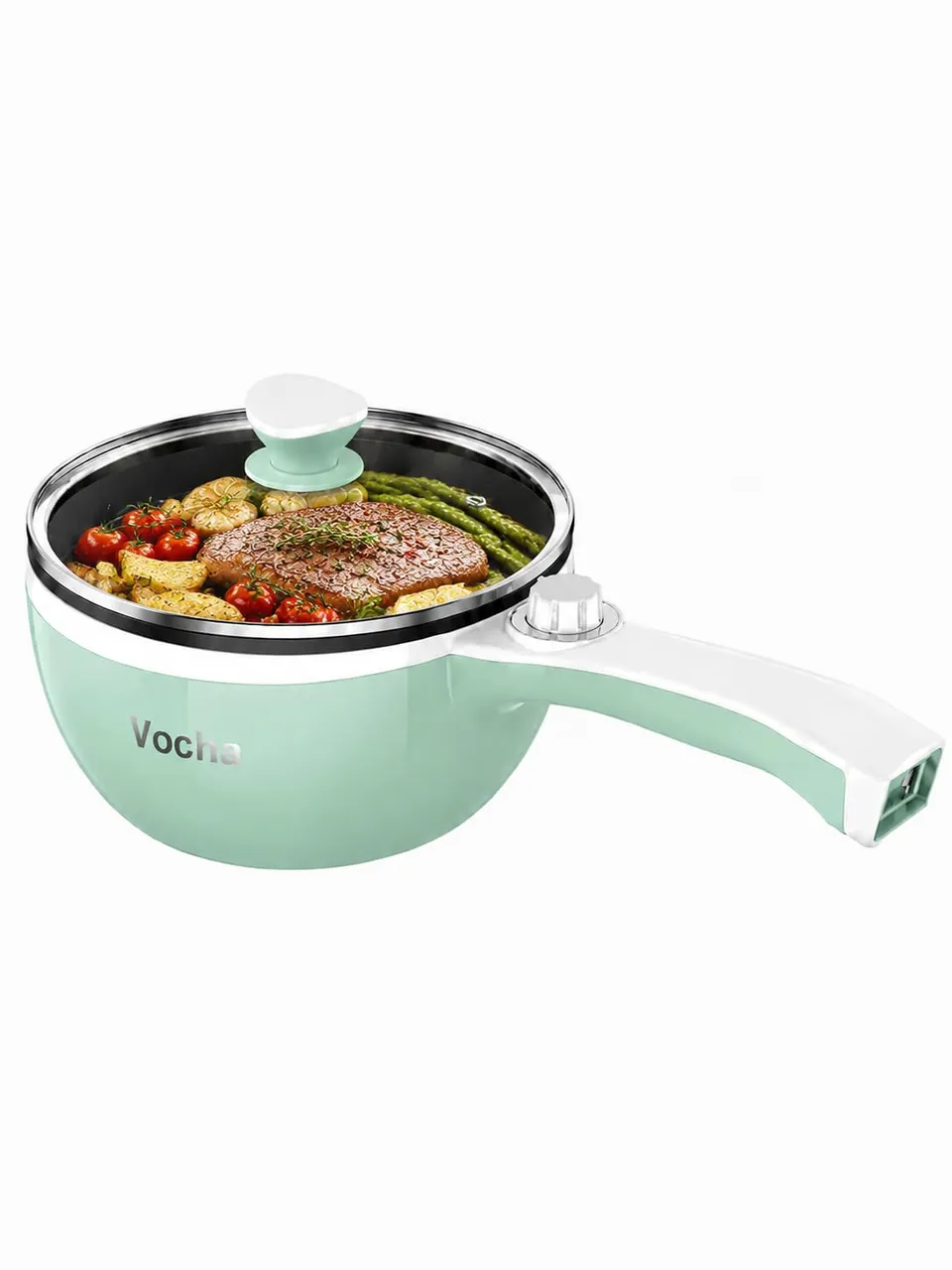 Vocha Electric Pot Elektrotopf 1,5 L Grün Antihaft 600W