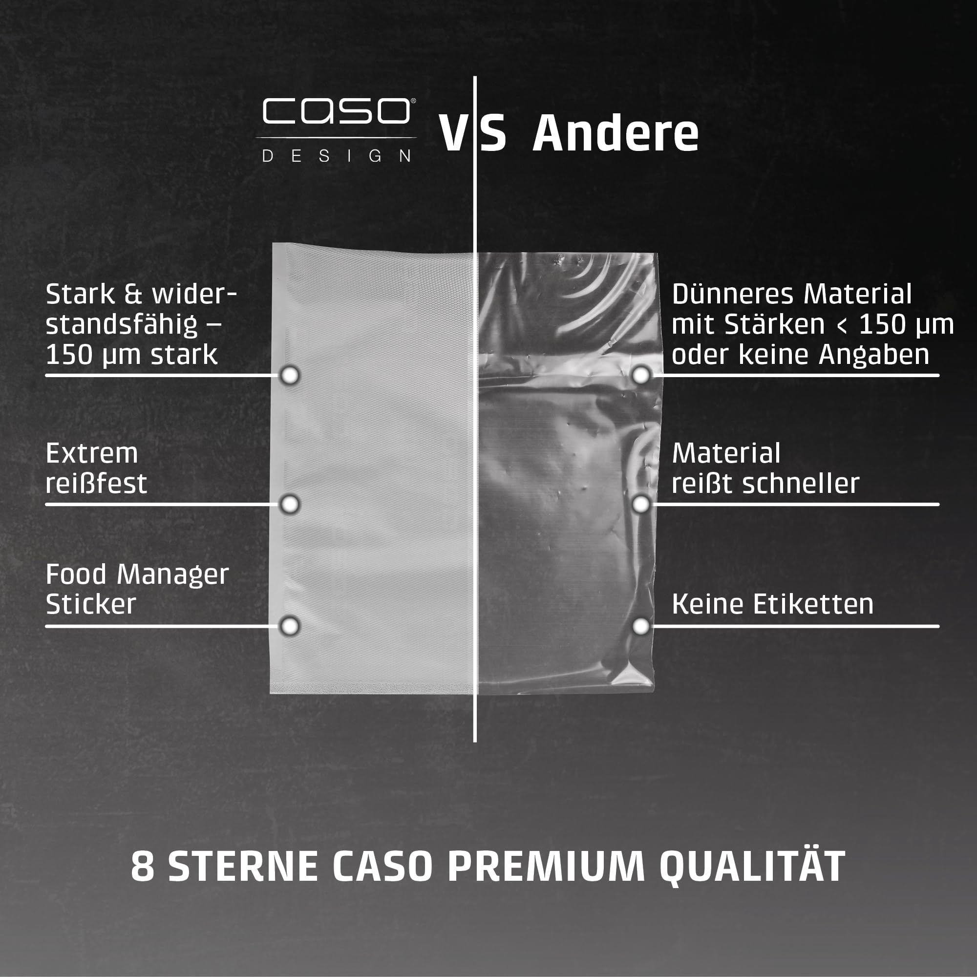 CASO 8 Sterne Folienbeutel 16x23 cm 50 Stück Vakuumbeutel BPA-frei