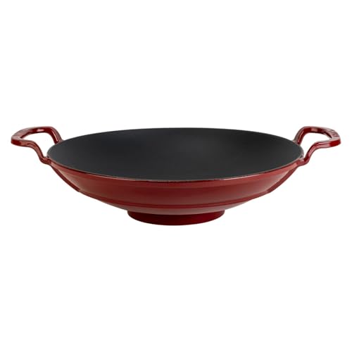 Lava Signature Wokpfanne 38 cm Burgund Gusseisen