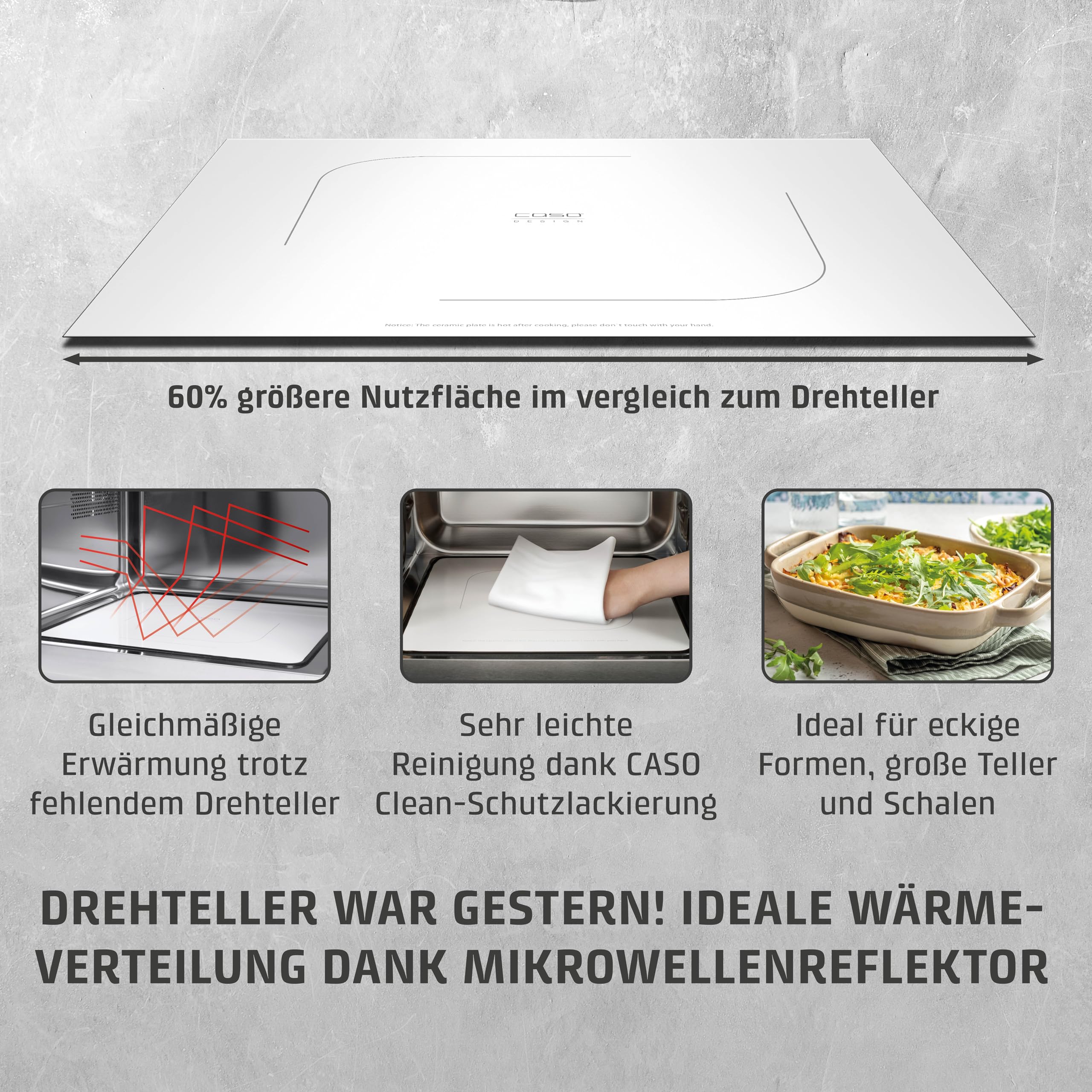 CASO MG20 Ceramic menu Mikrowelle mit Grill 20L Keramikboden