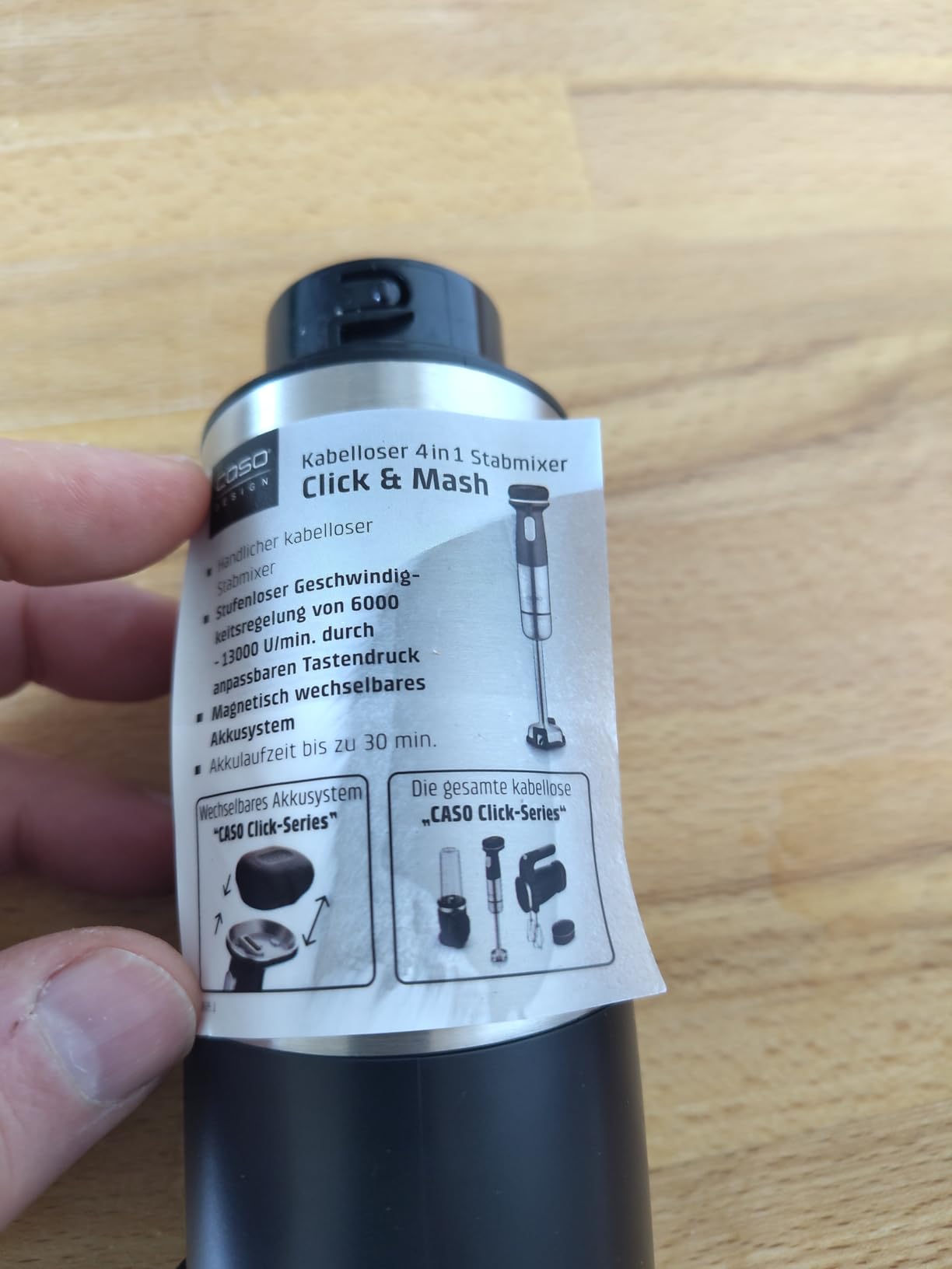 Caso Click & Mash Stabmixer kabellos 4in1 Akku Set