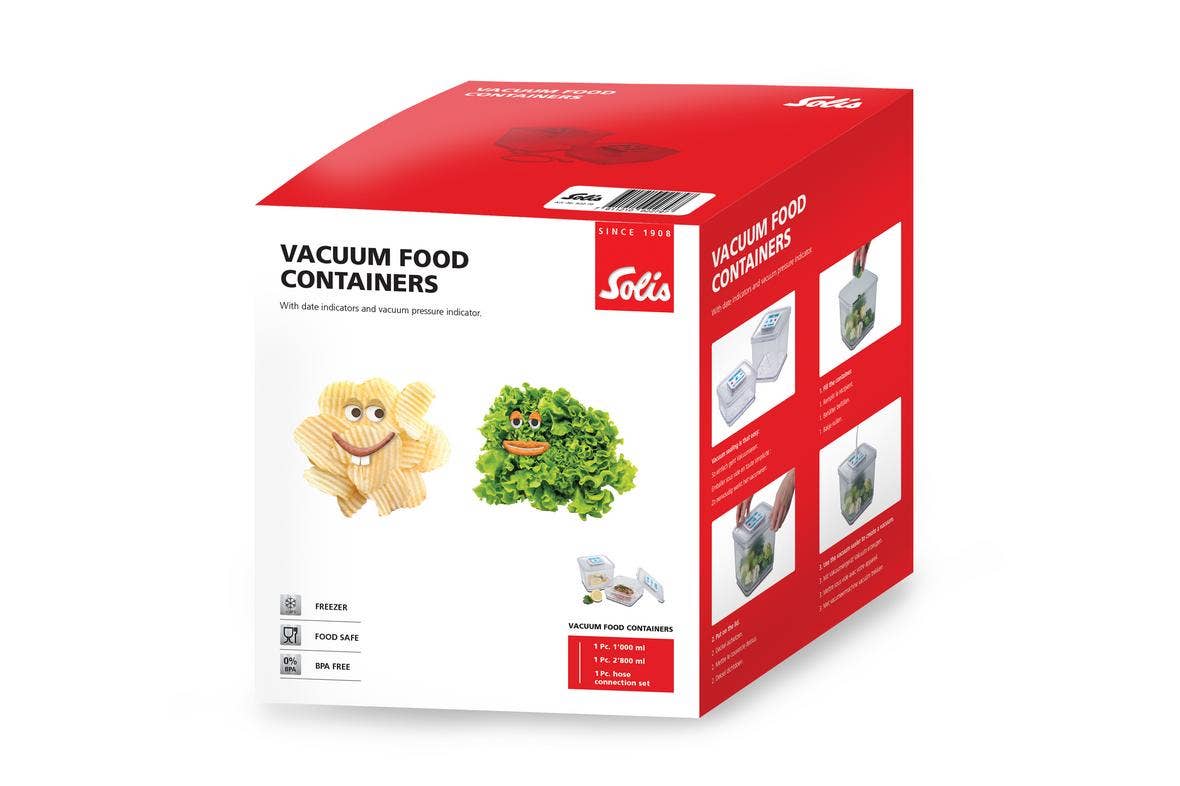 Solis Vac Prestige Vakuumbehälter 2er-Set 1,0+2,8L Datumsanzeige