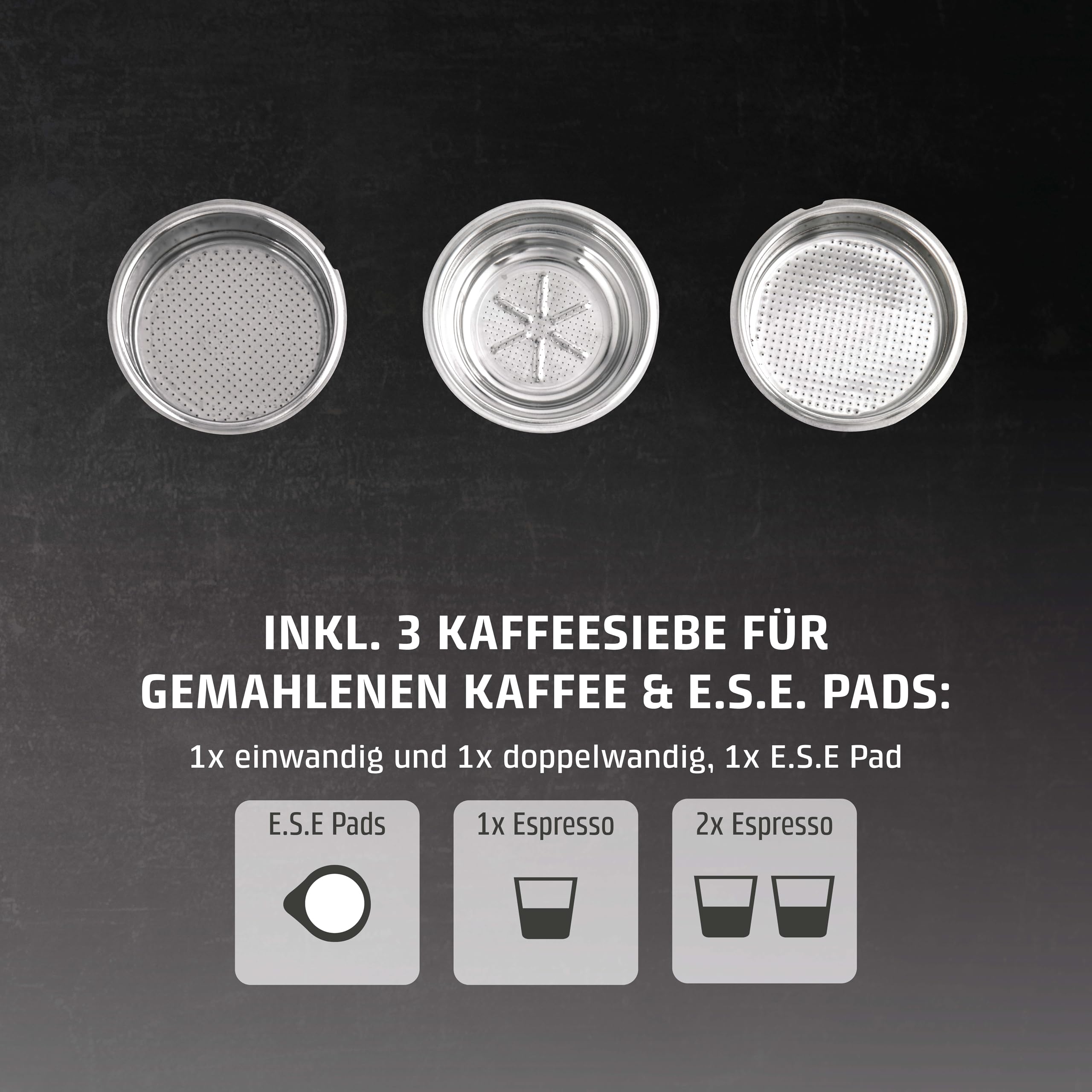 CASO Espresso Gourmet Siebträgermaschine Edelstahl 19 bar