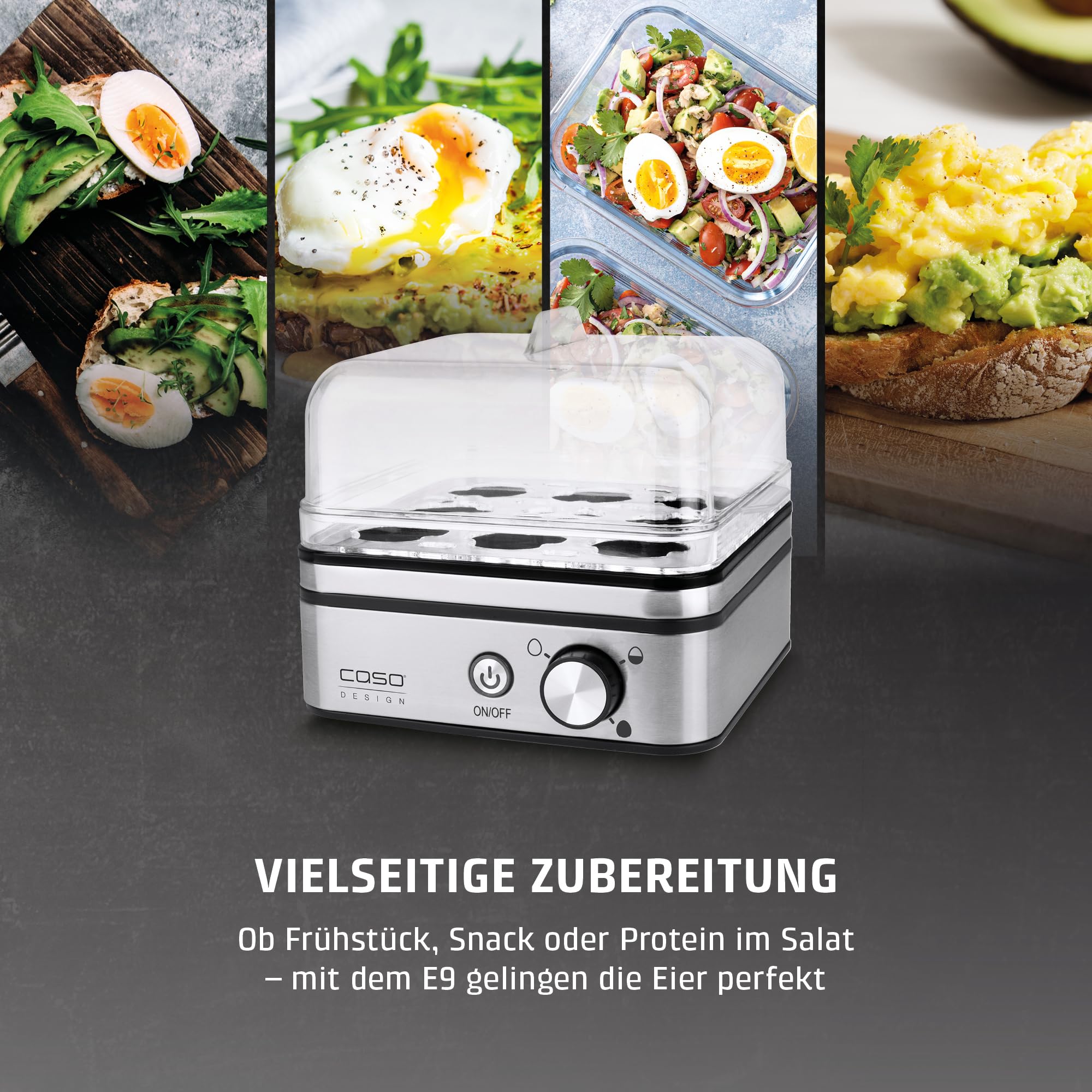 Caso E 9 Eierkocher Edelstahl für 8 Eier mit Signal