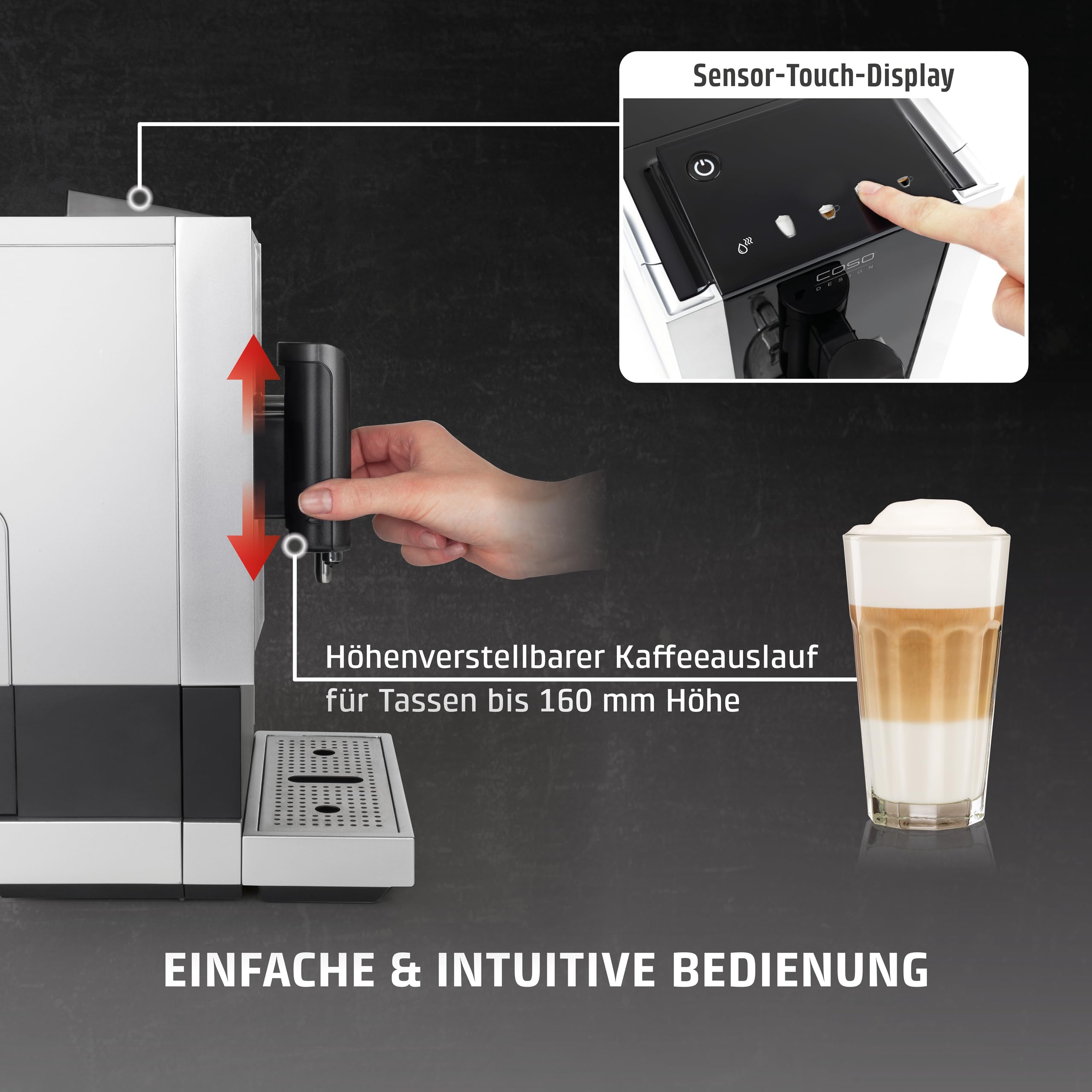 Caso Café Crema Touch Kaffeevollautomat mit Milchtank