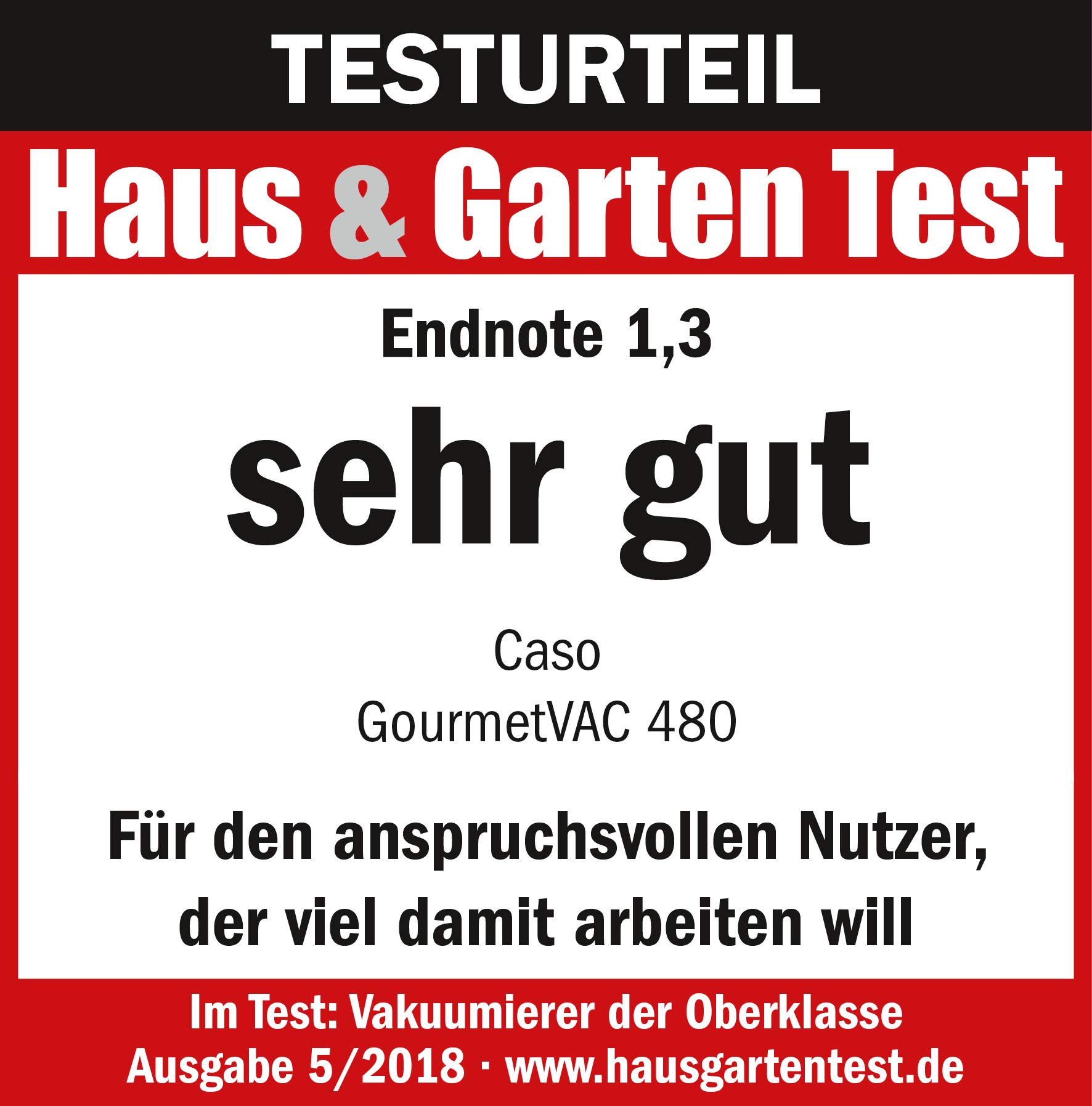 Caso GourmetVAC 480 Vakuumierer 30 cm Doppelnaht Beutel