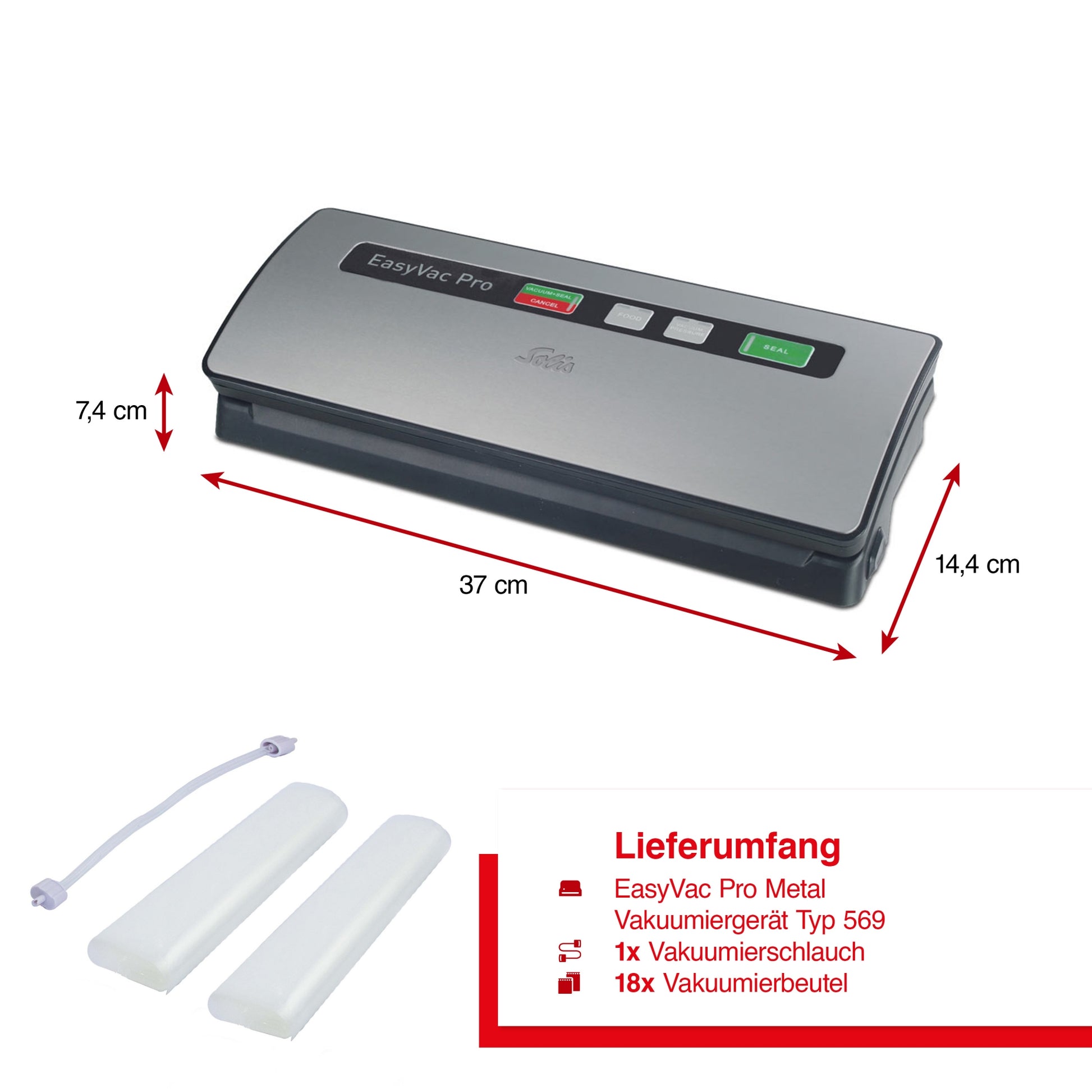 Solis EasyVac Pro Vakuumierer Silber Beutel-Set
