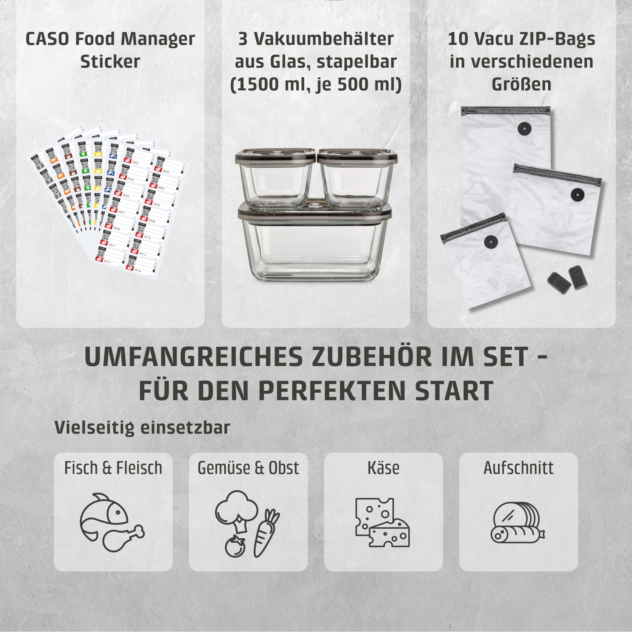 Caso Vacuum & Sous Vide Vacu OneTouch Eco-Set Handvakuumierer