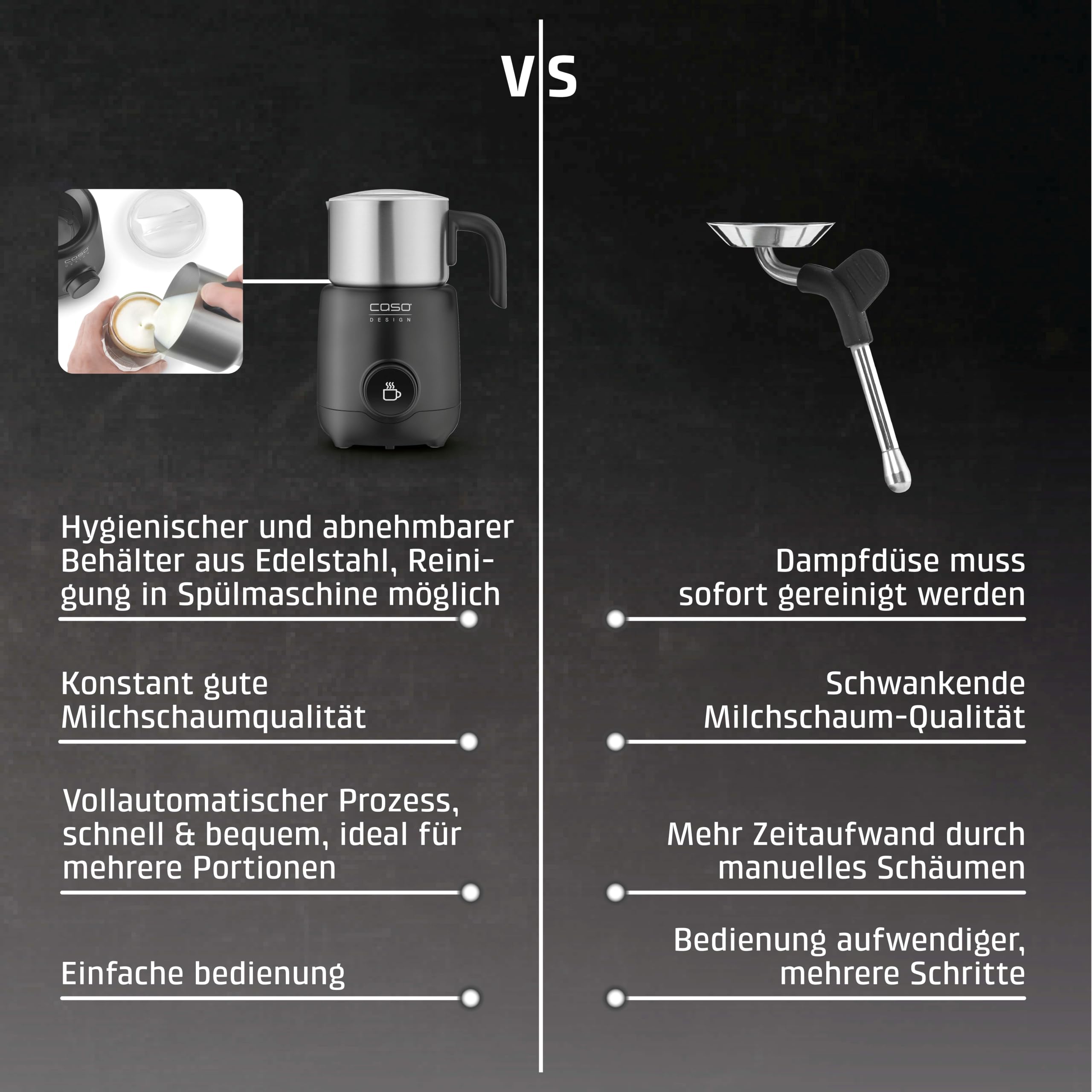 Caso PremiumLatte XL Milchaufschäumer 1 Liter Induktion