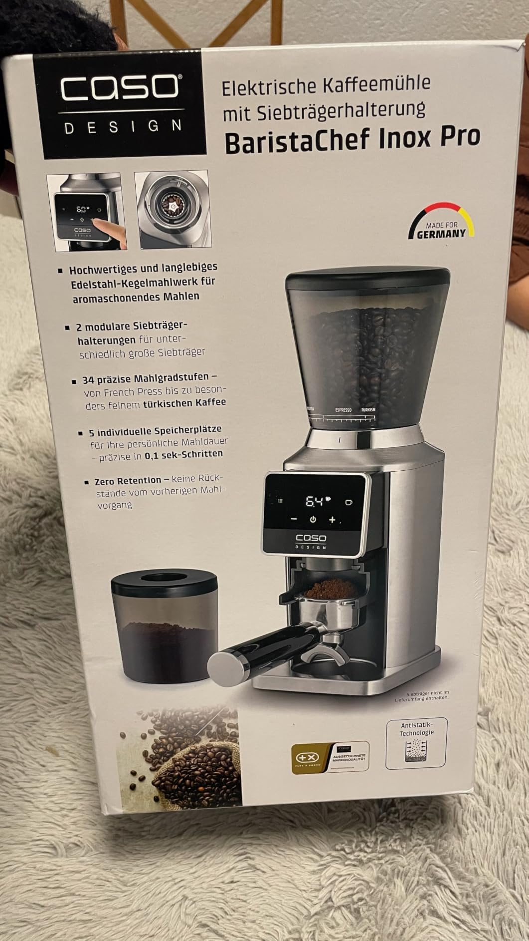 Caso BaristaChef Inox Pro Kaffeemühle Edelstahl 320 g