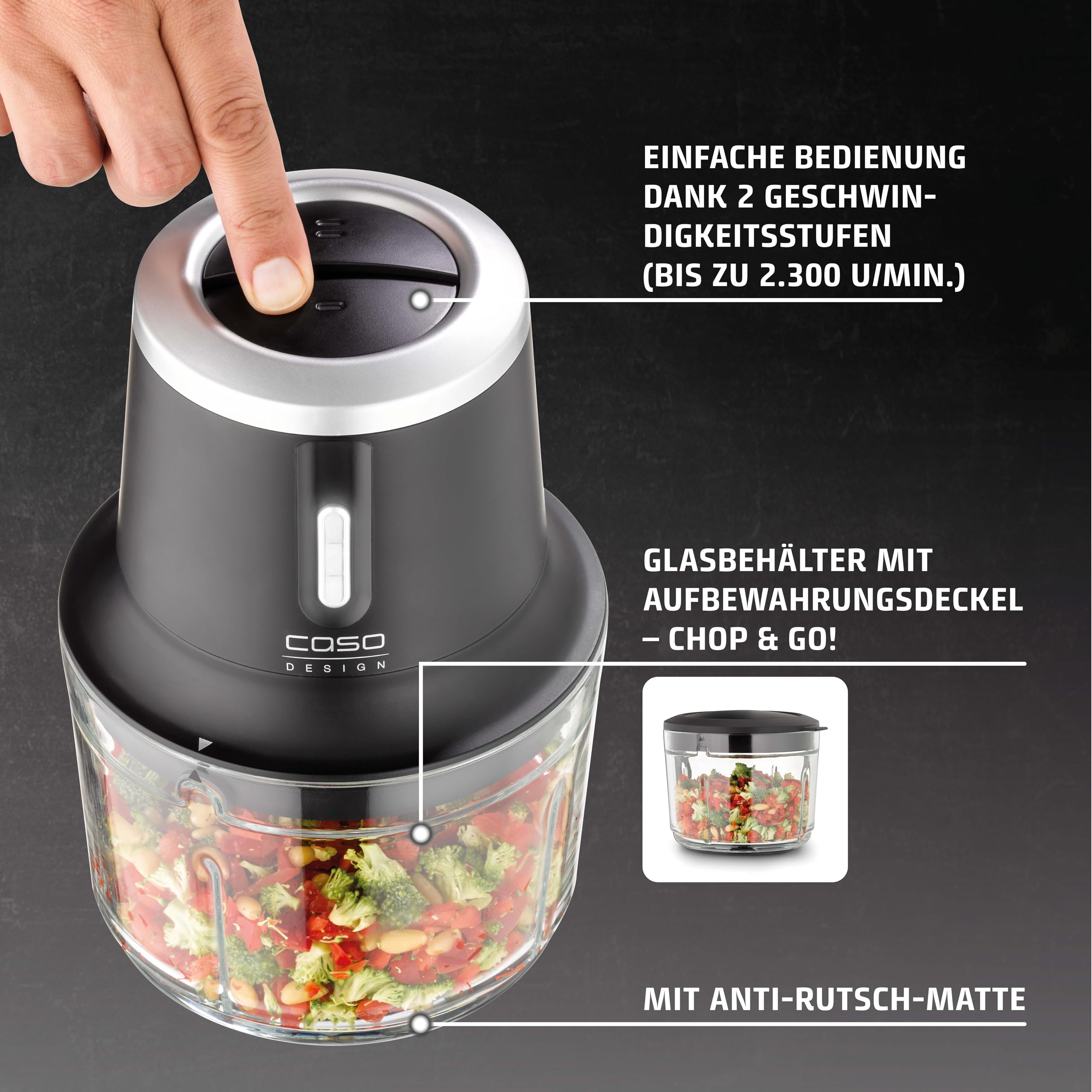 CASO Chop & Go Zerkleinerer Akku 1L 2300 U/min
