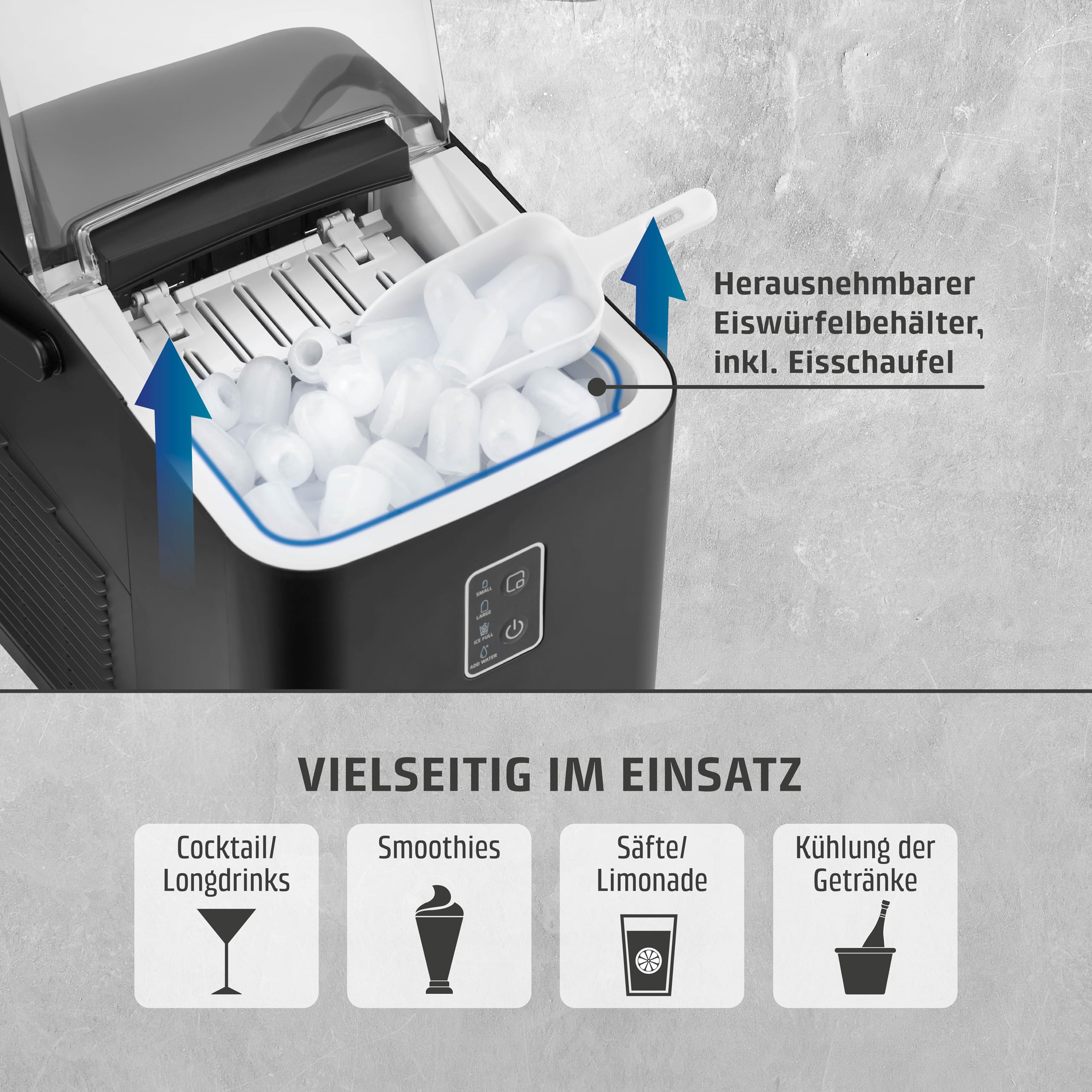 CASO IceChef Compact Eiswürfelmaschine 12 kg Schwarz