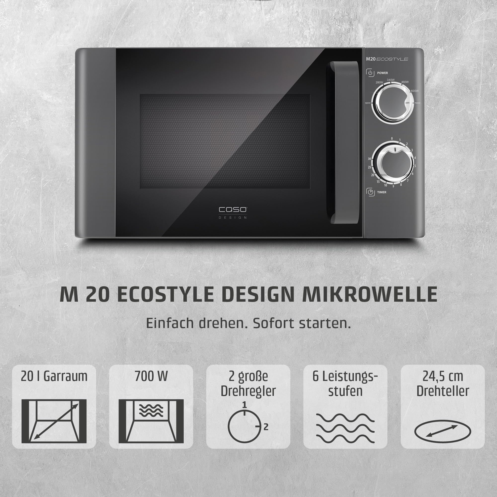 CASO M20 Ecostyle Mikrowelle 20 L 700 W anthrazit