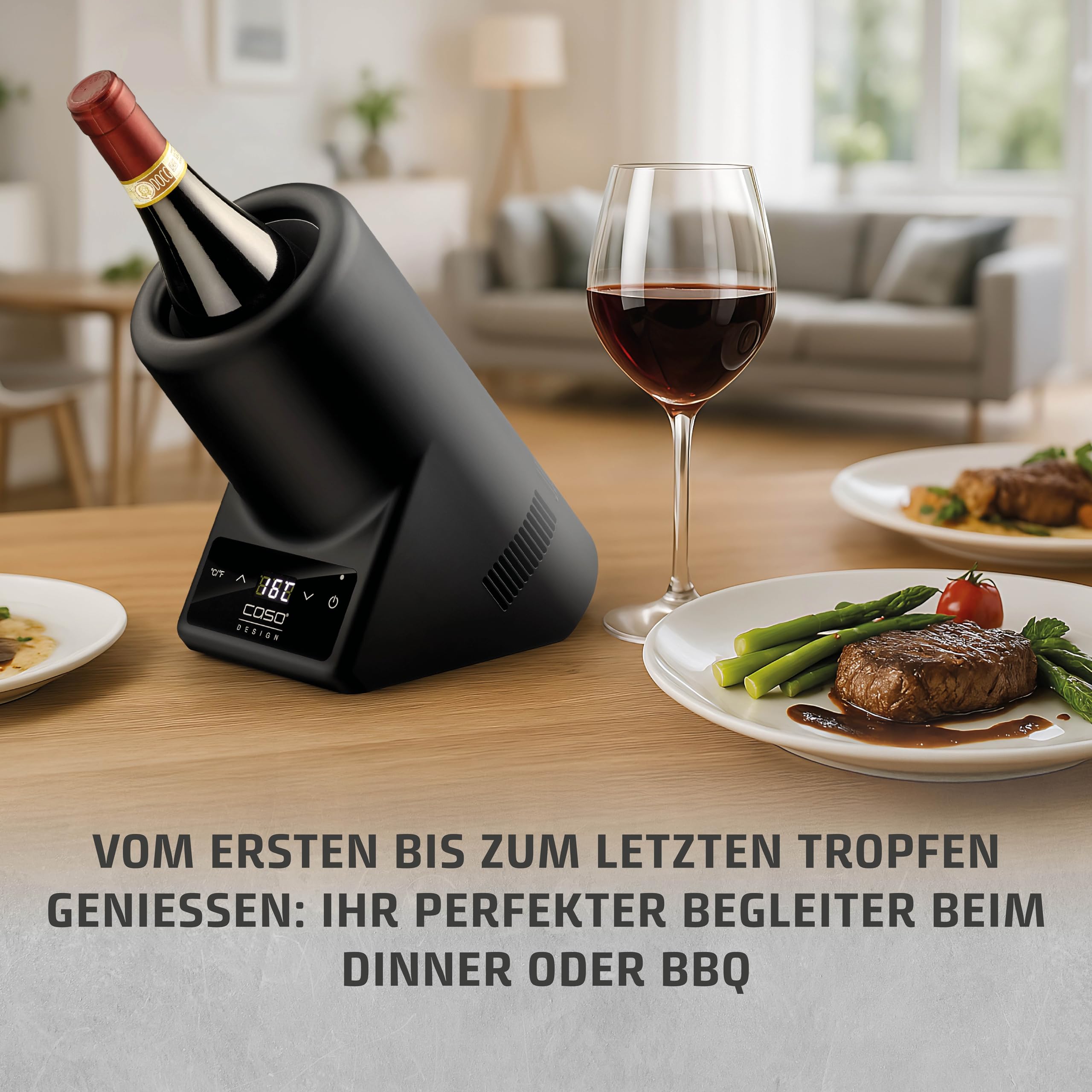 Caso VinoCase Black Weinkühler 1 Flasche 5-18°C Touch